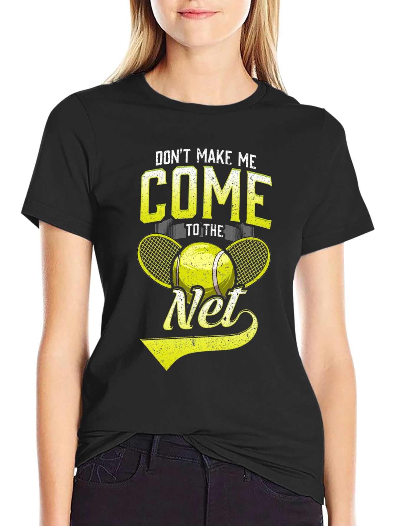 Black Tennis T-Shirt - Don't Make Me Come To The Net view 2