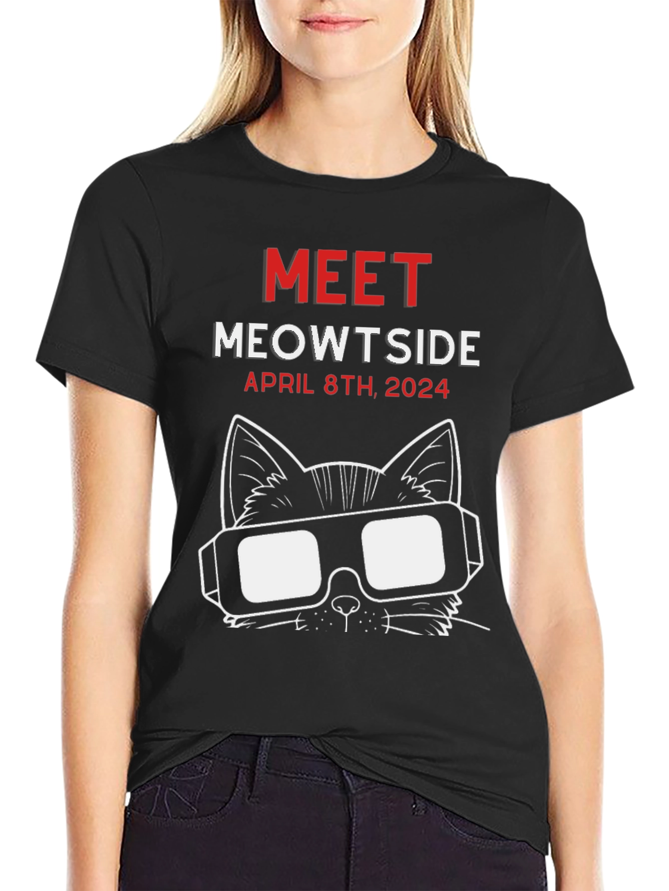 Black Meowtside Cat T-Shirt - April 8th, 2024 view 2