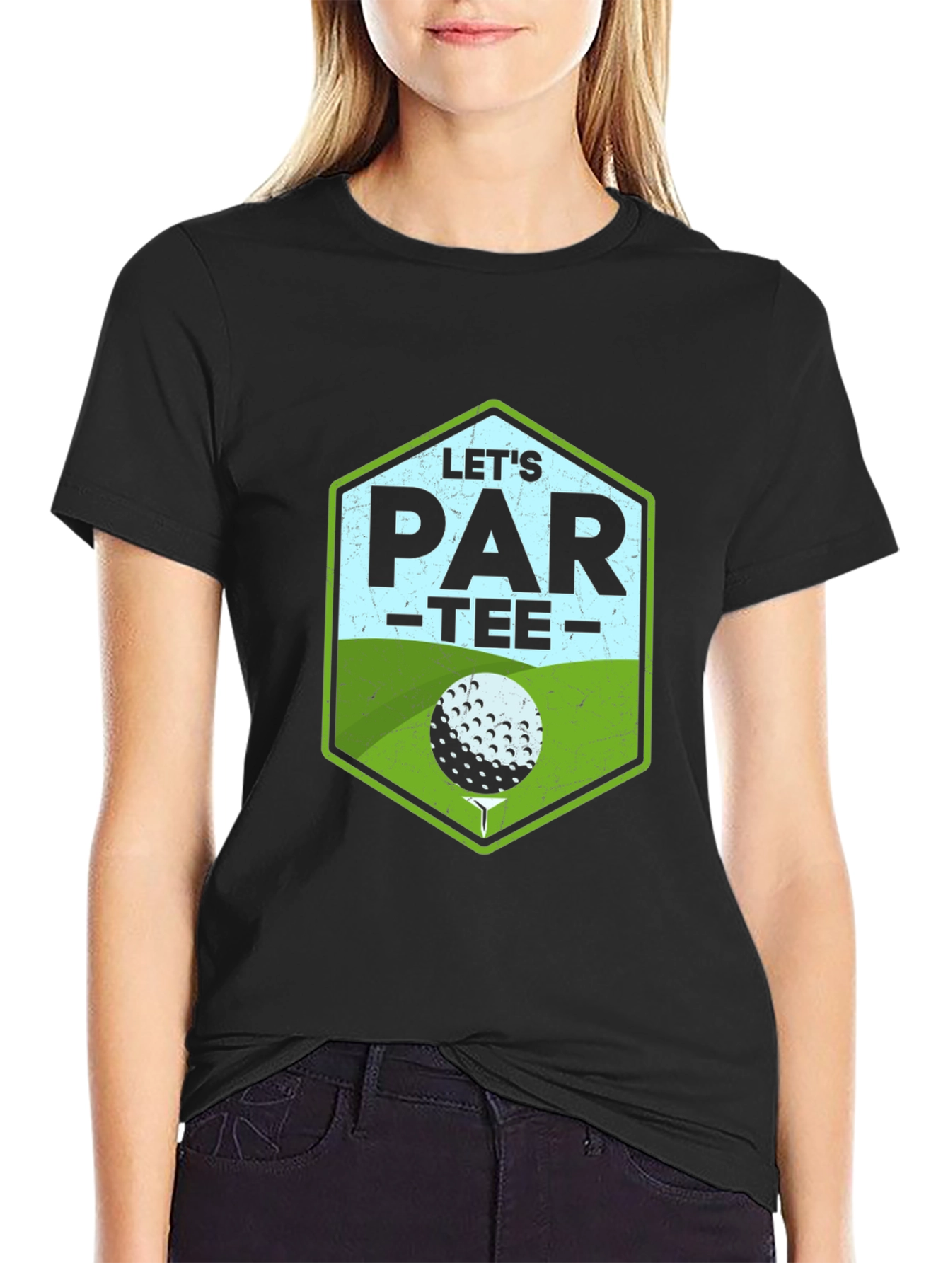 Black Let's Par-Tee Golf T-Shirt - Black Cotton Tee view 2