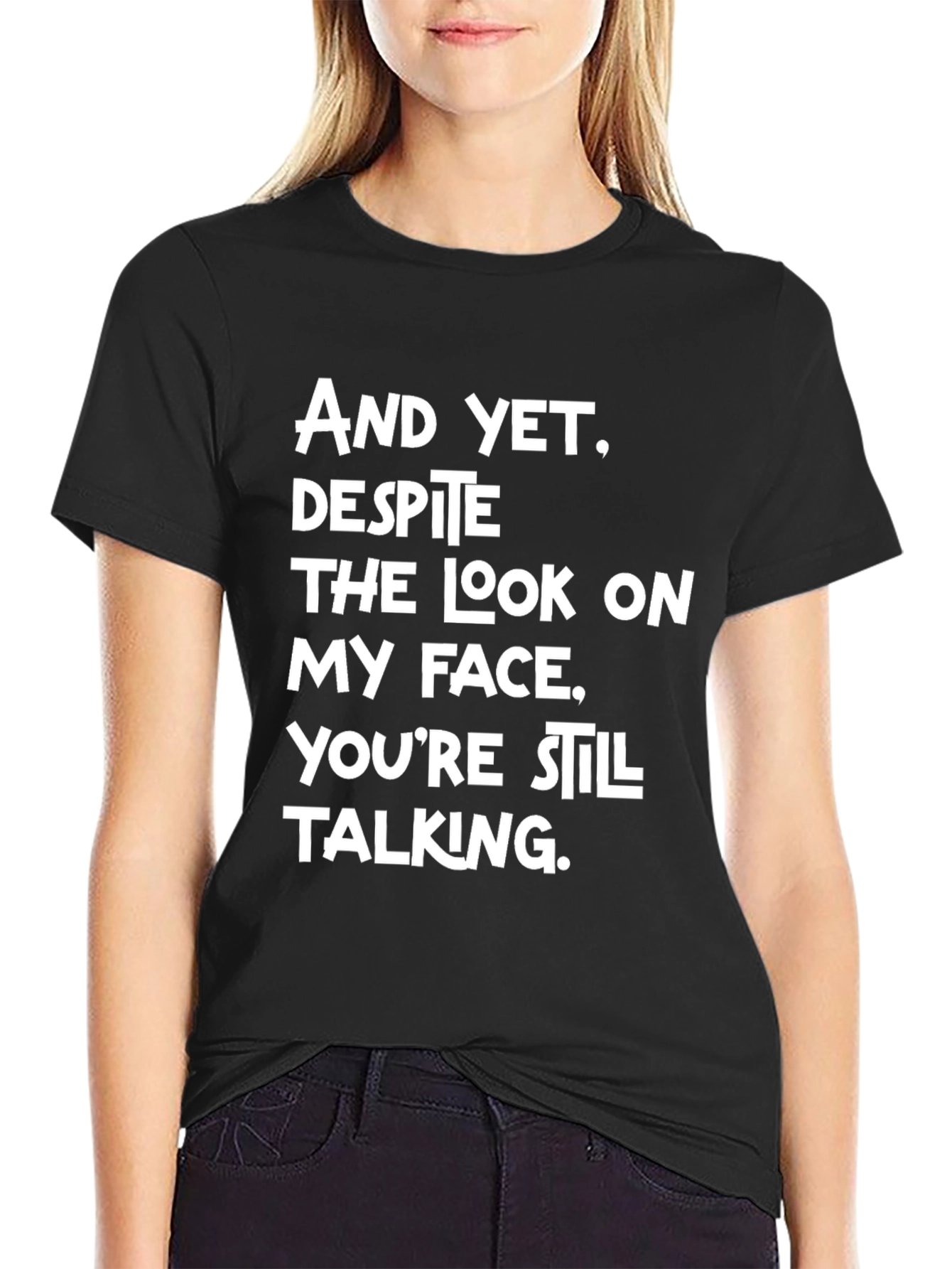 Black Sarcastic Slogan Graphic Tee view 2