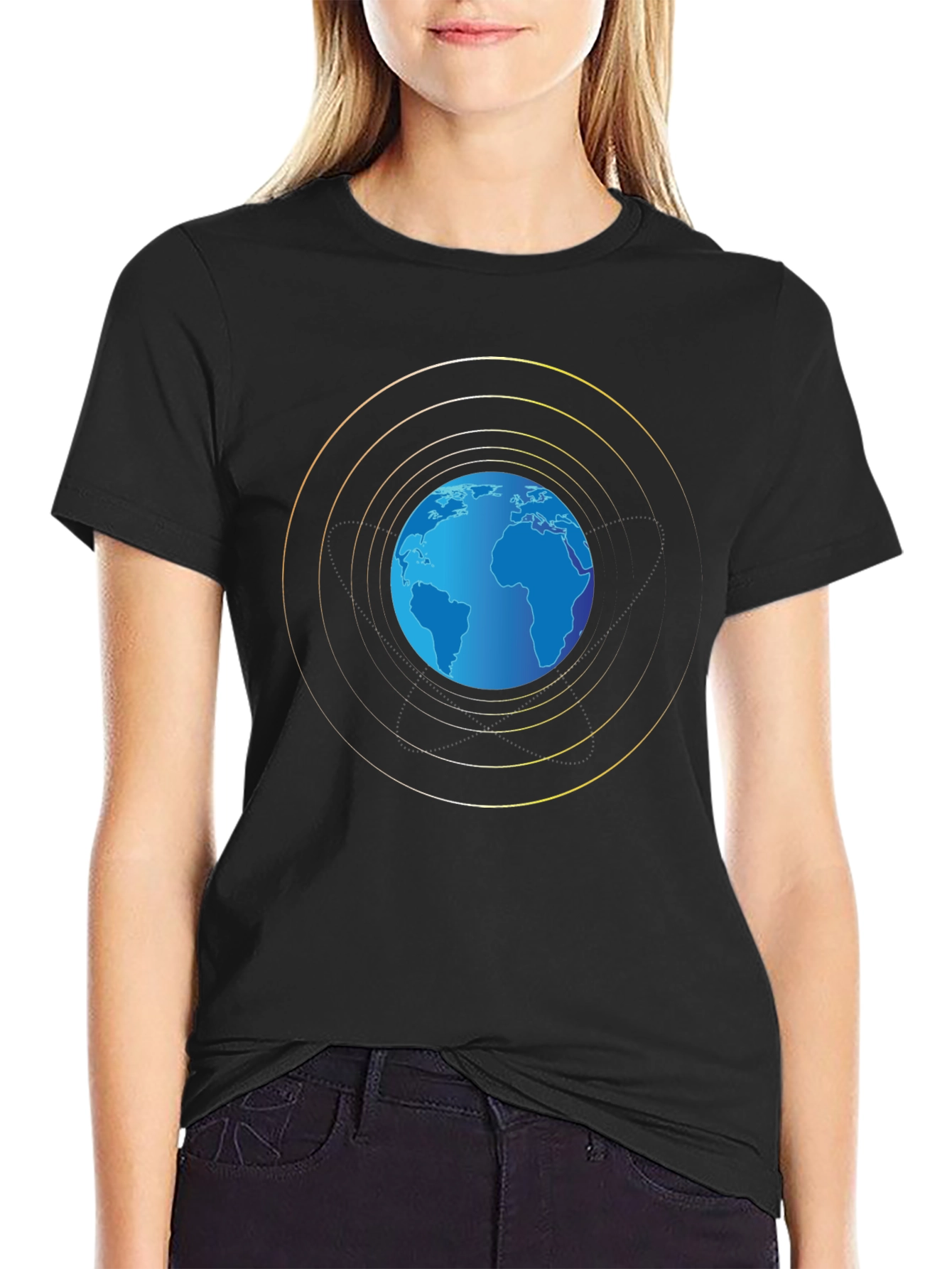Black Globe Graphic Black T-Shirt view 2