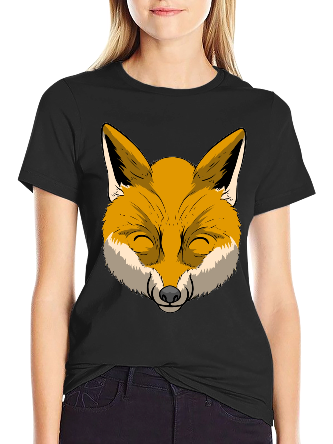 Black Fox Graphic T-Shirt - Cool Animal Design view 2