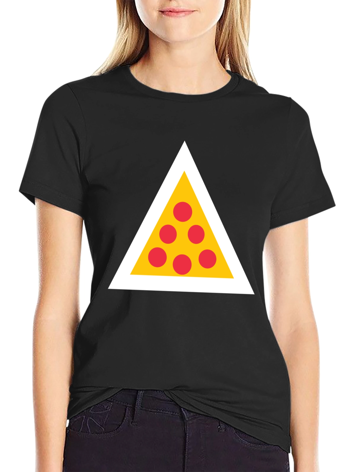 Black Pizza Triangle Graphic Tee - Black view 2