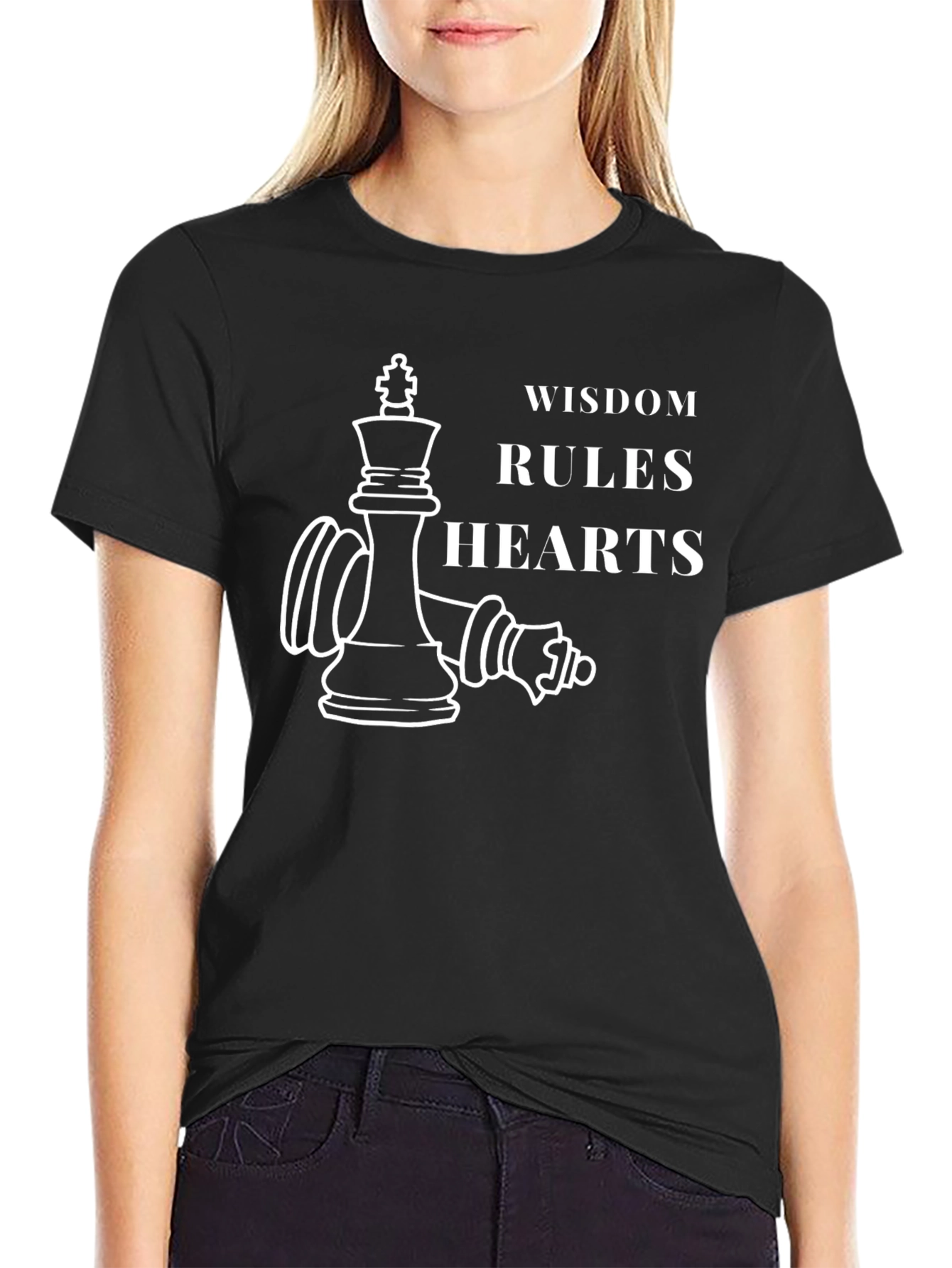 Black Wisdom Rules Hearts Black Graphic Tee view 2