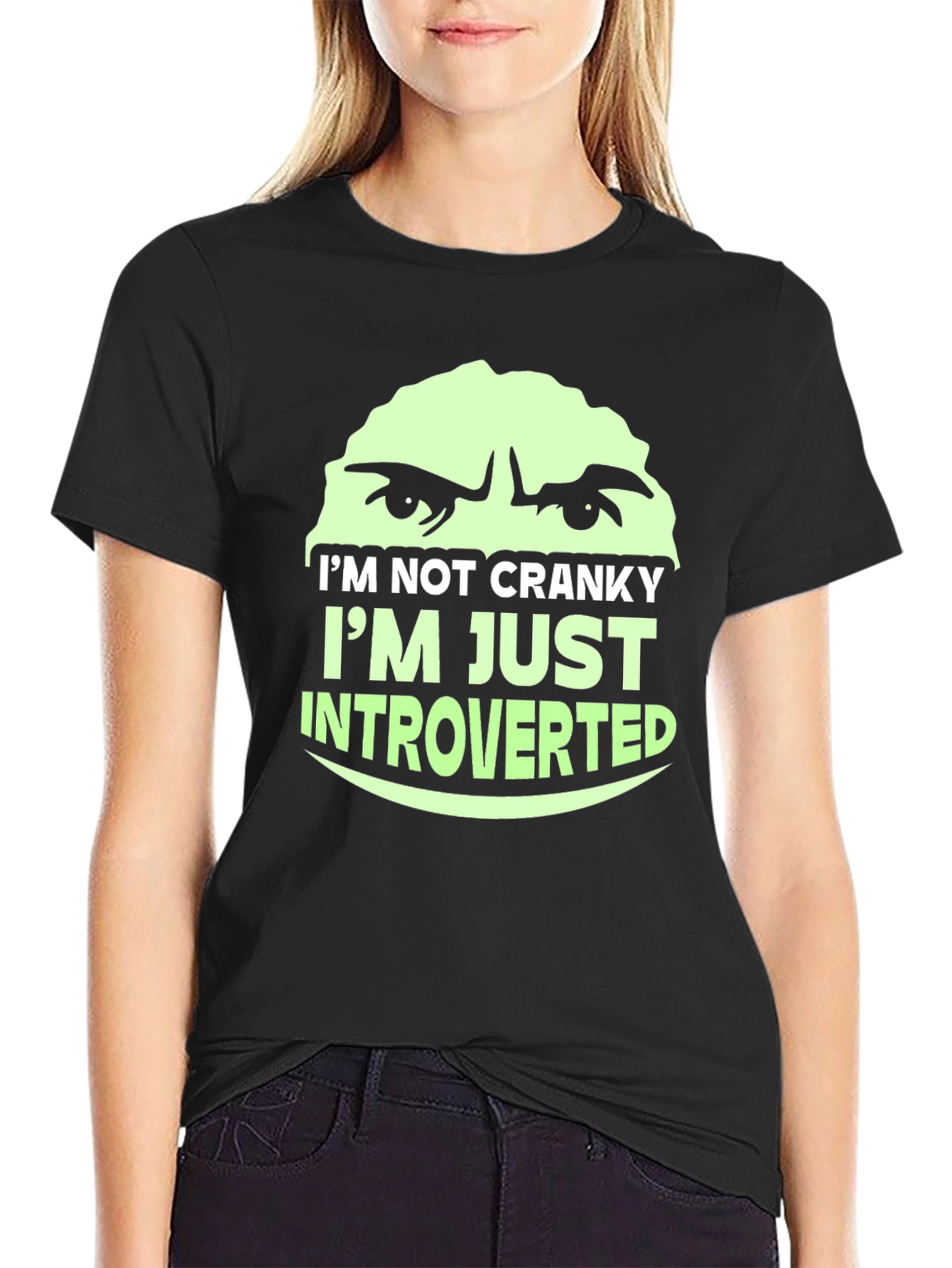 Black Introverted Graphic Tee -  Funny Slogan T-Shirt view 2