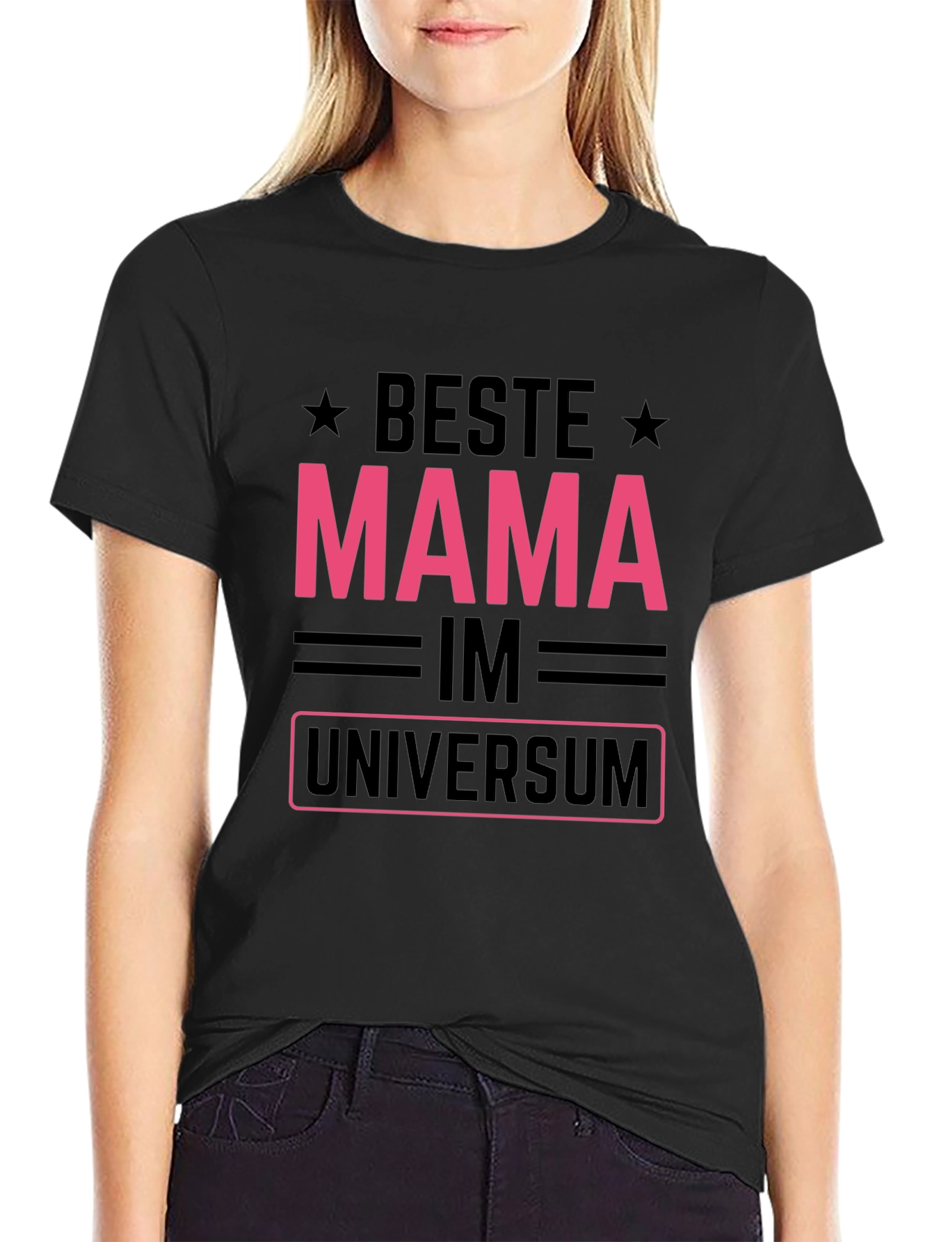 Black Beste Mama im Universum Graphic T-Shirt view 2