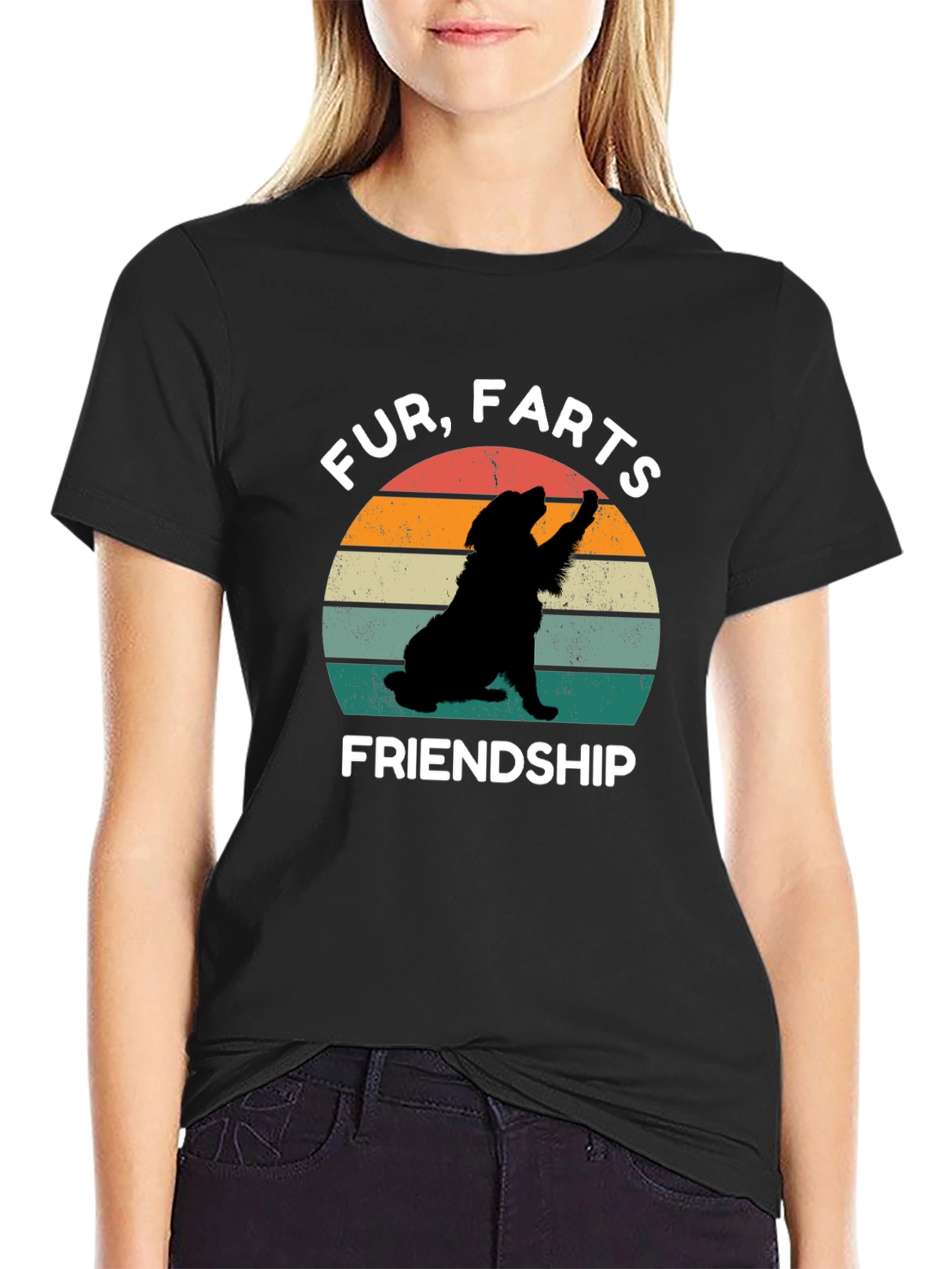 Black Fur Farts Friendship Black T-Shirt view 2
