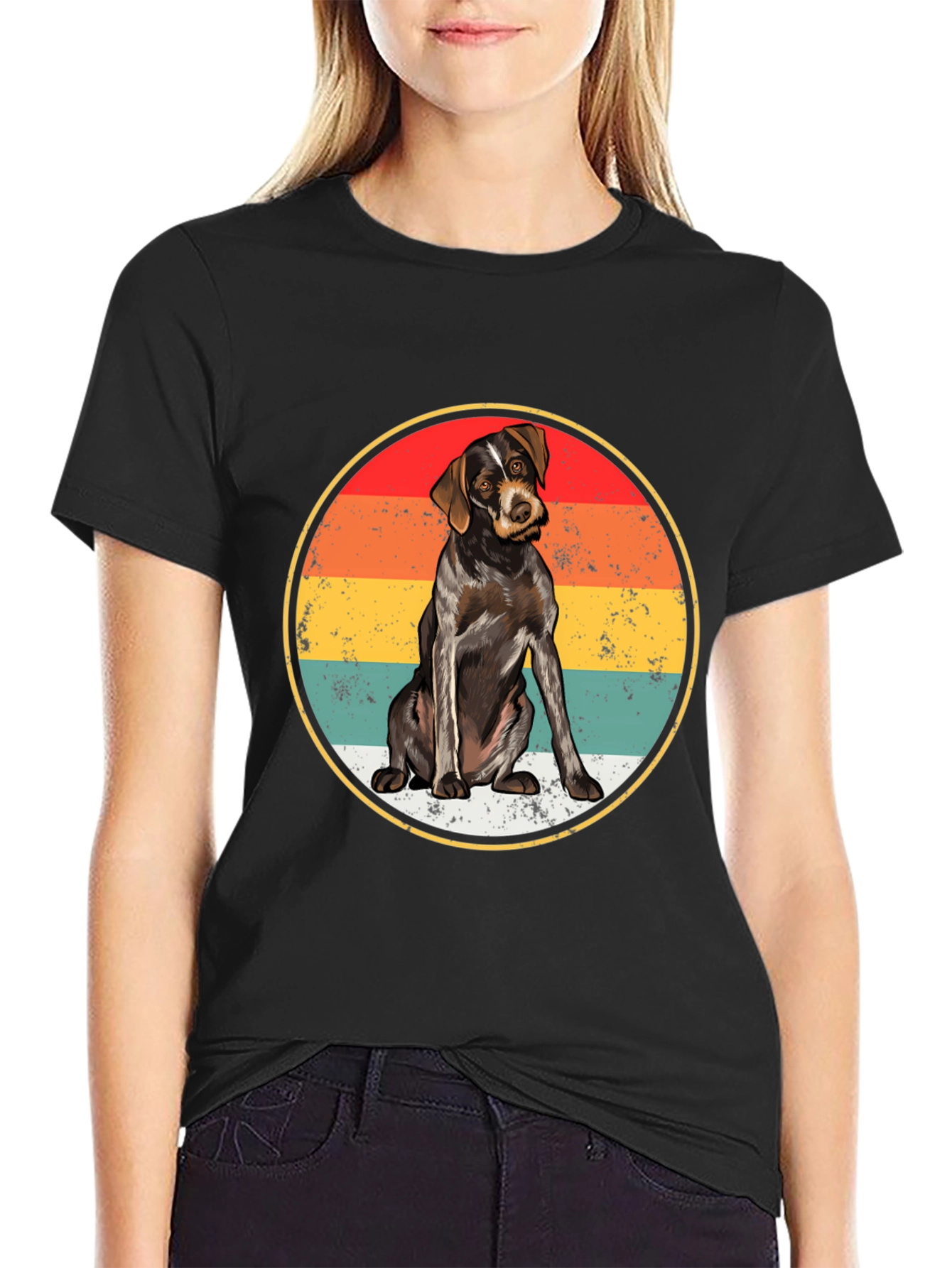 Black Vintage Dog Graphic Tee - Black T-Shirt view 2