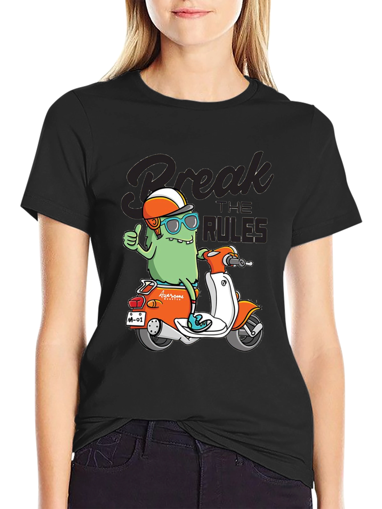 Black Break the Rules Monster Scooter Graphic Tee view 2