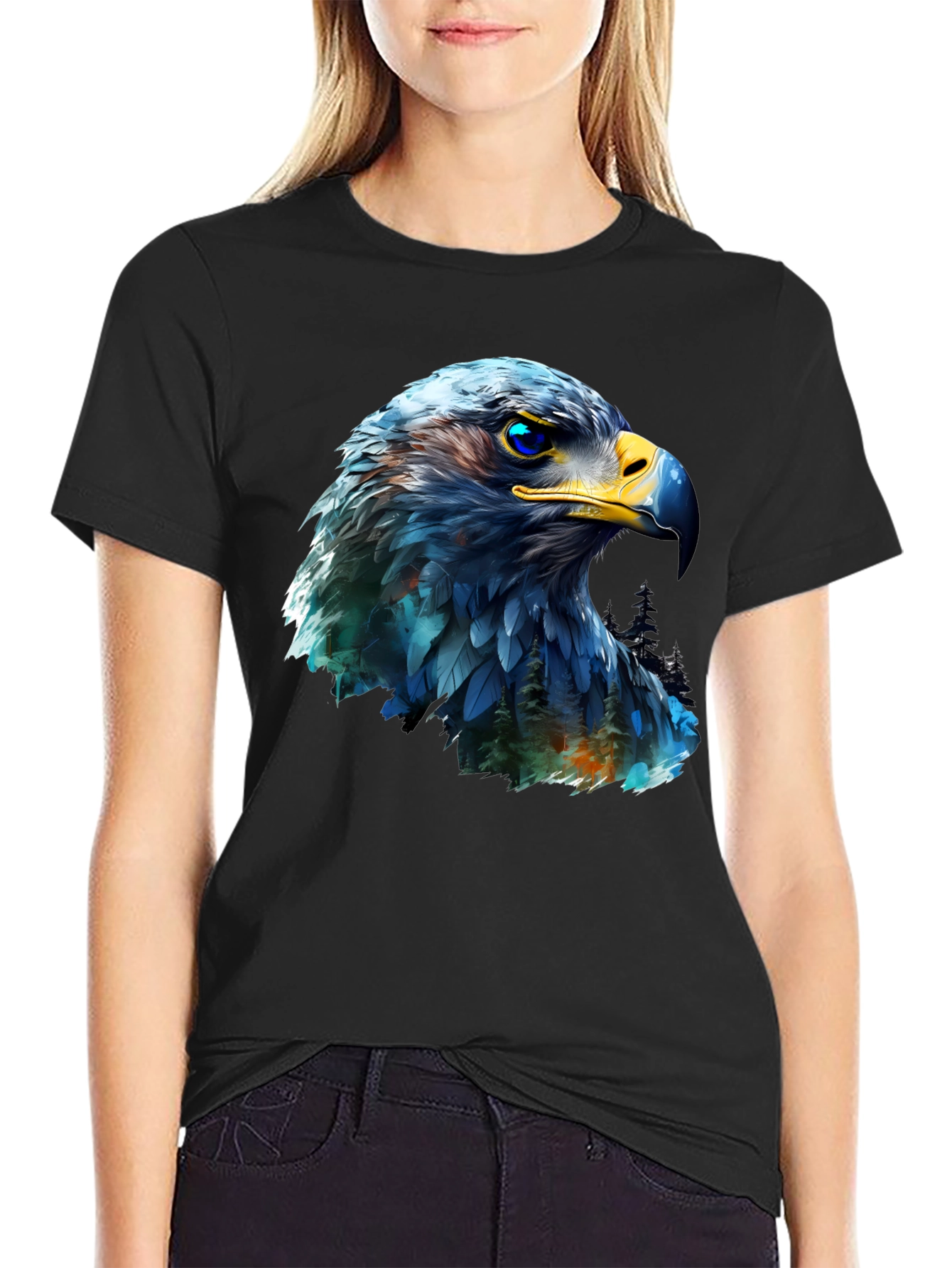 Black Eagle Graphic Print Black T-Shirt view 2