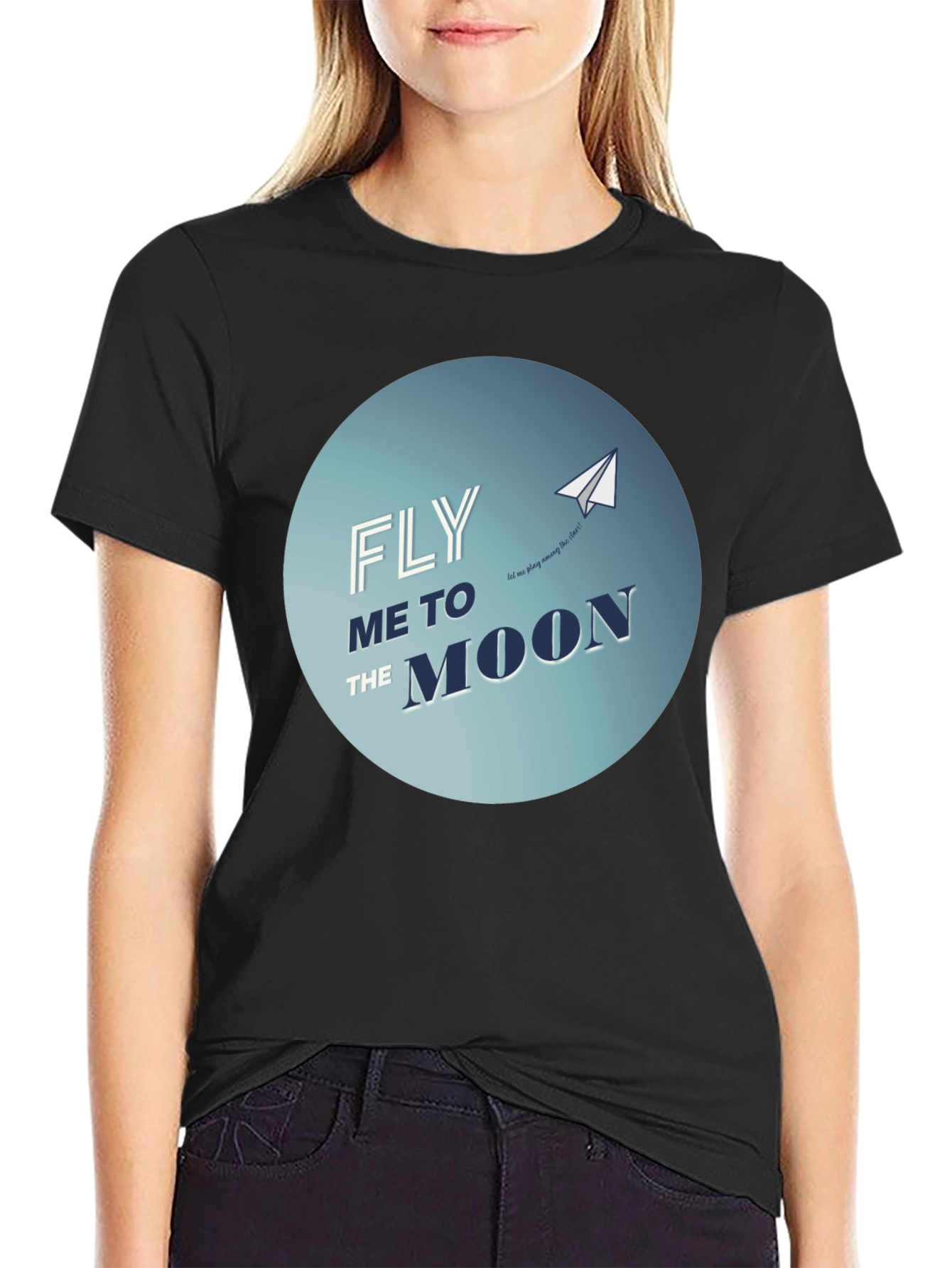 Black Fly Me to the Moon Graphic Tee view 2
