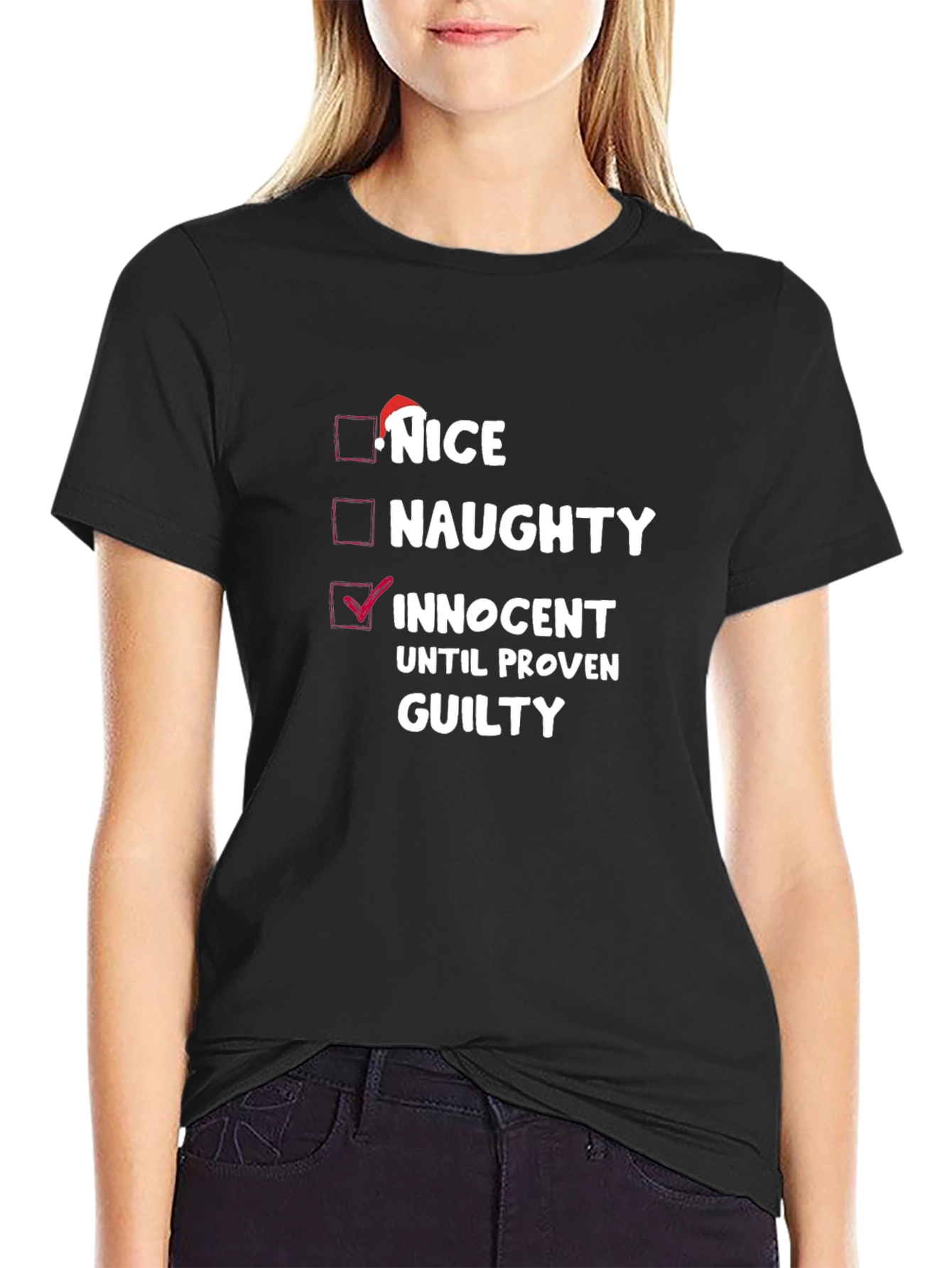 Black Nice Naughty Innocent Graphic T-Shirt view 2