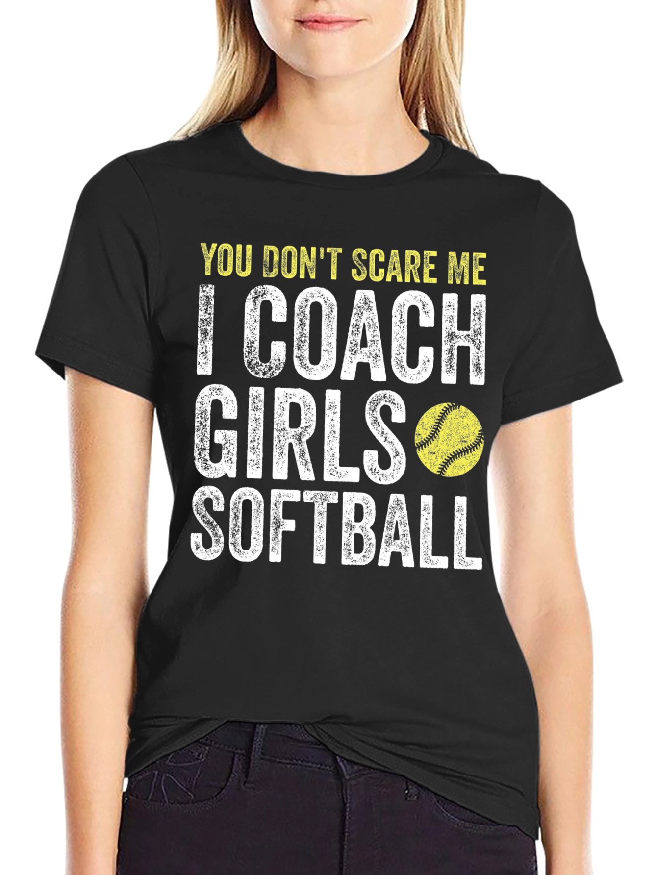 Black Coach Girls Softball T-Shirt view 2