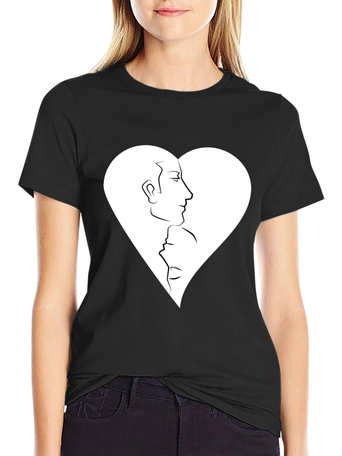 Black Heart Faces Graphic Tee - Black Casual Shirt view 2