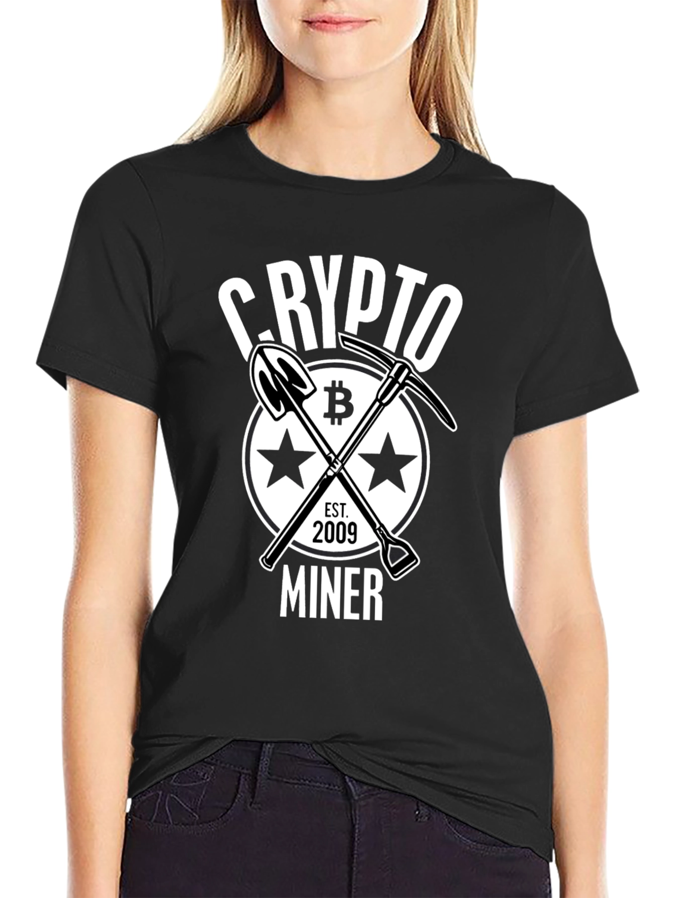 Black Crypto Miner Bitcoin Graphic Tee - Est. 2009 view 2