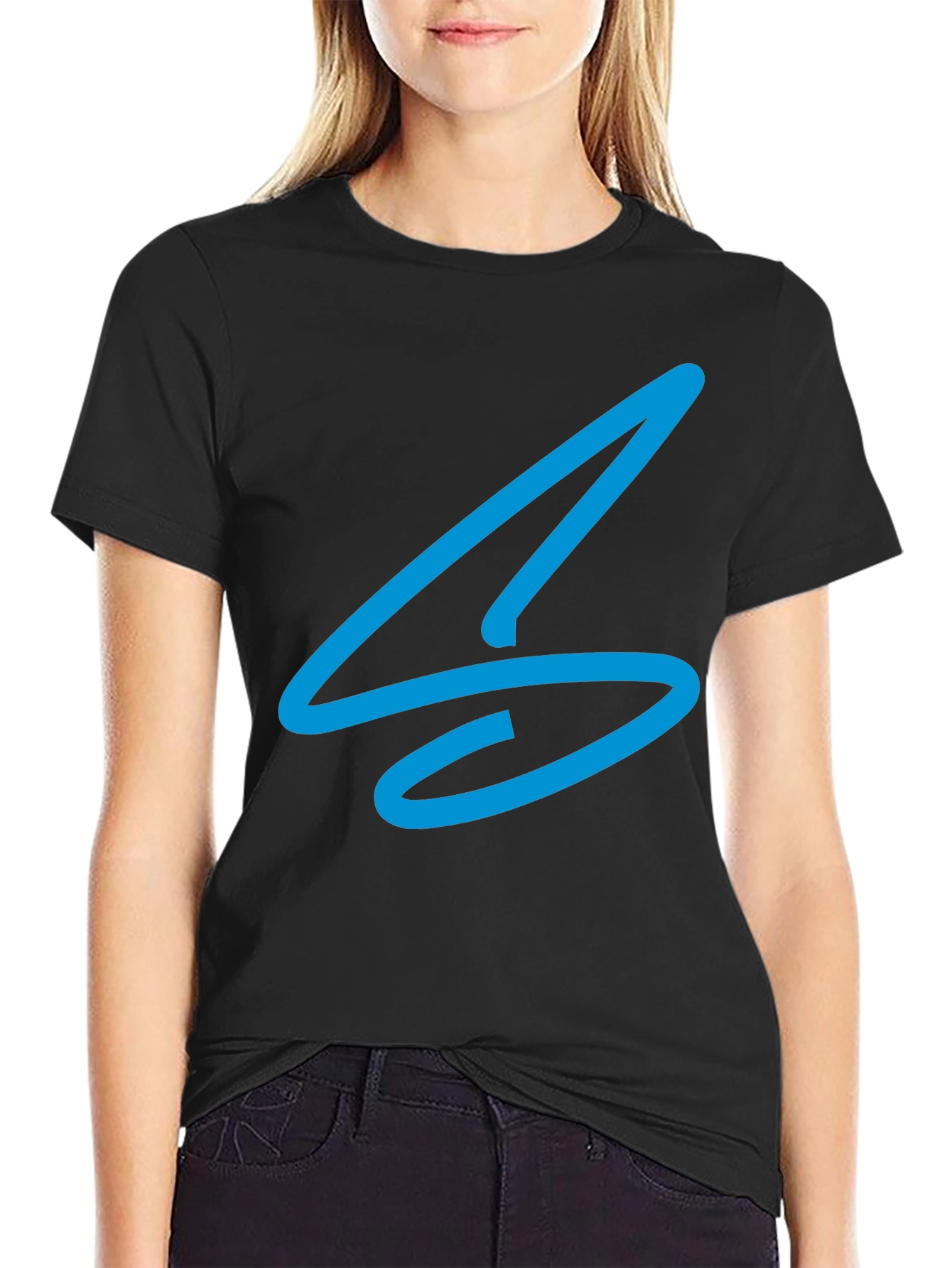 Black Modern Blue Graphic Tee - Men's Black T-Shirt view 2