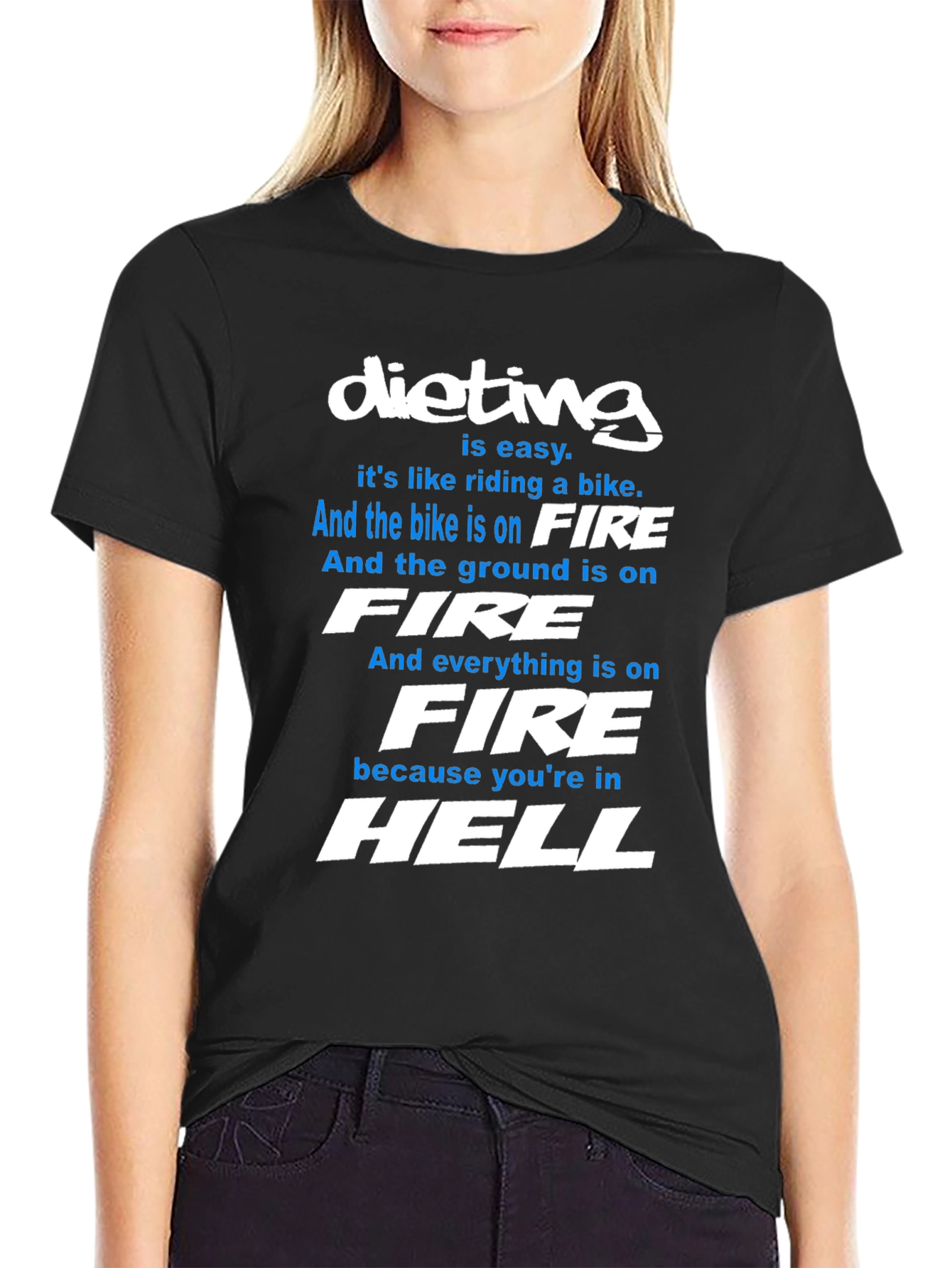 Black Dieting is Hell T-Shirt - Funny Fitness Motivation view 2