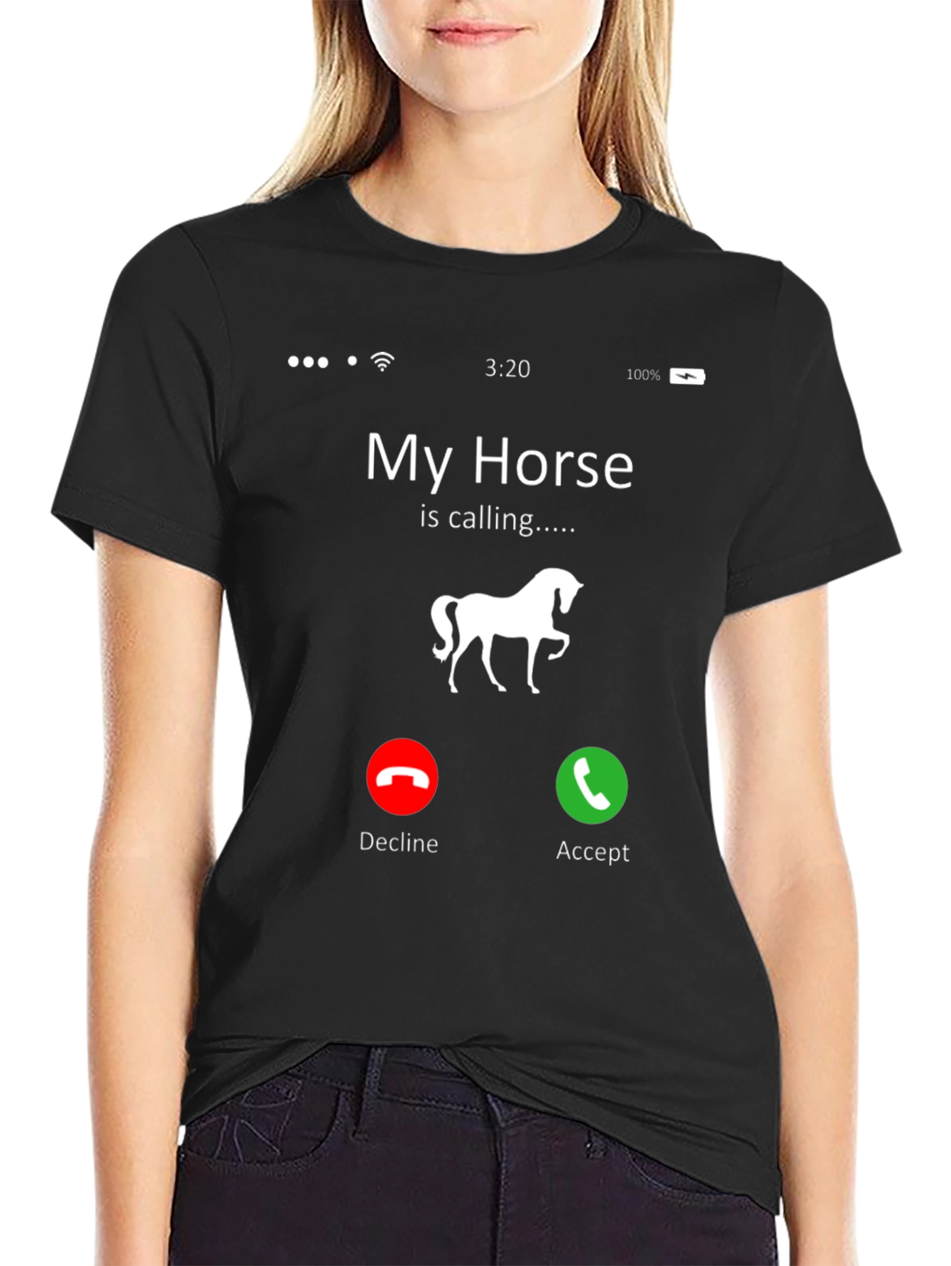Black My Horse Is Calling Black Graphic Tee view 2