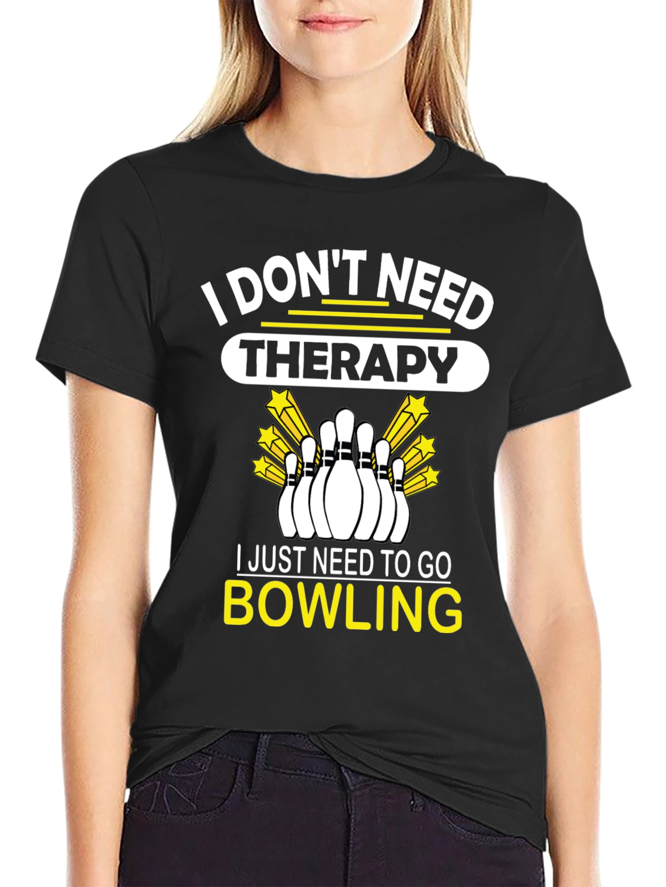 Camiseta Negra \u0026quot;Bowling Therapy\u0026quot;, image size:1340x1785