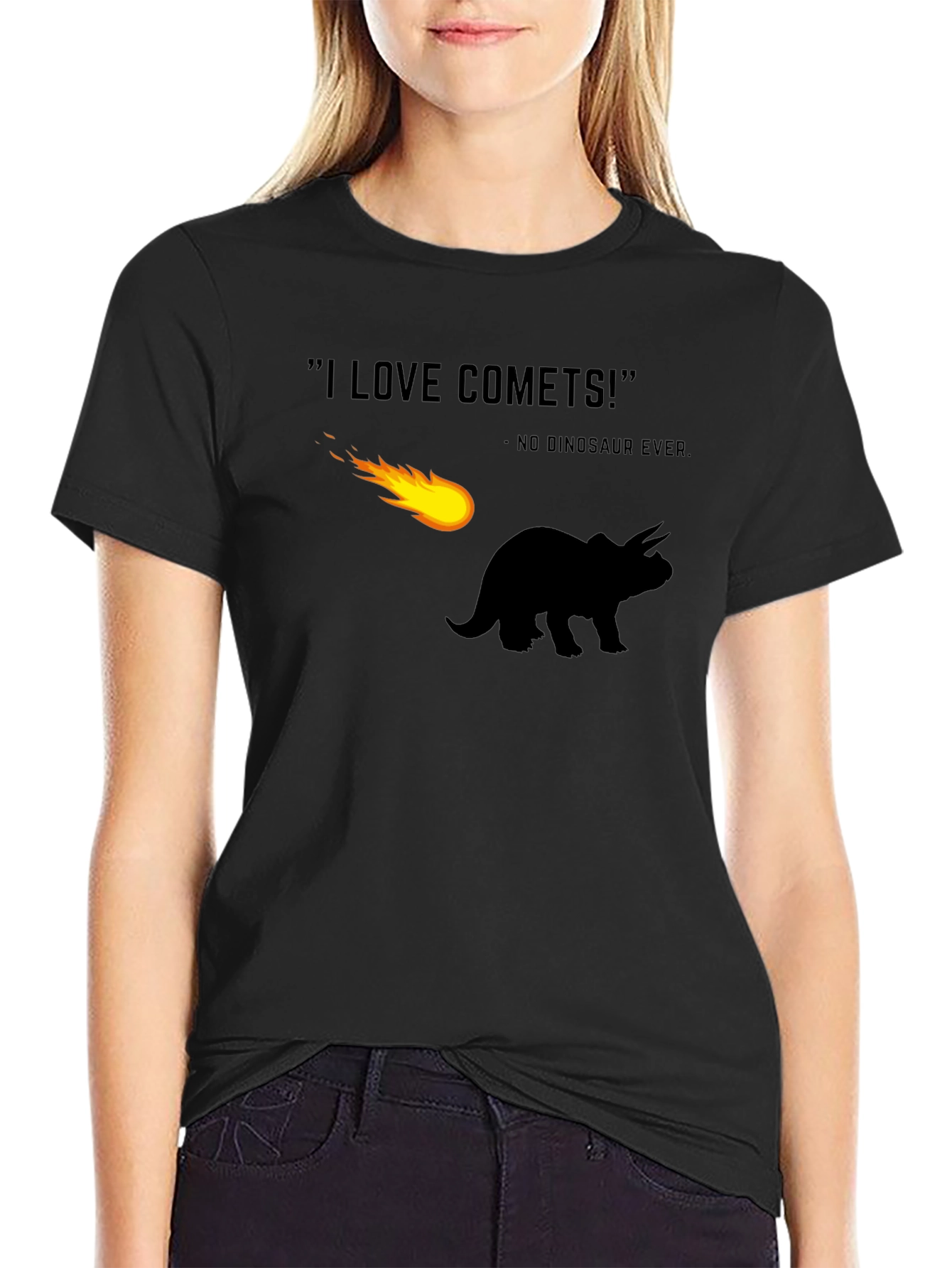 Black Dinosaur Comet T-Shirt - No Dinosaur Ever! view 2