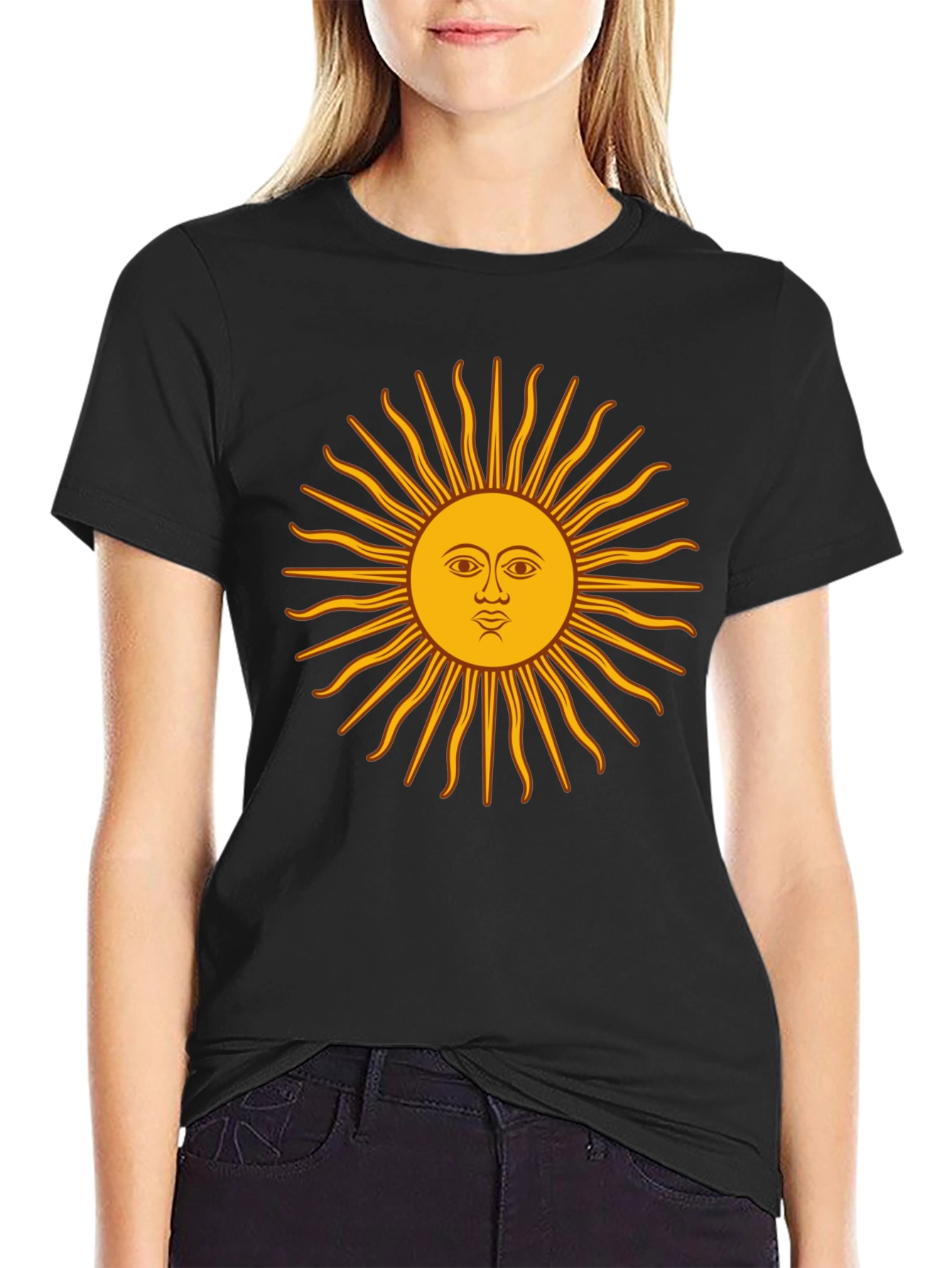 Black Graphic Sun T-Shirt - Casual Black Tee view 2