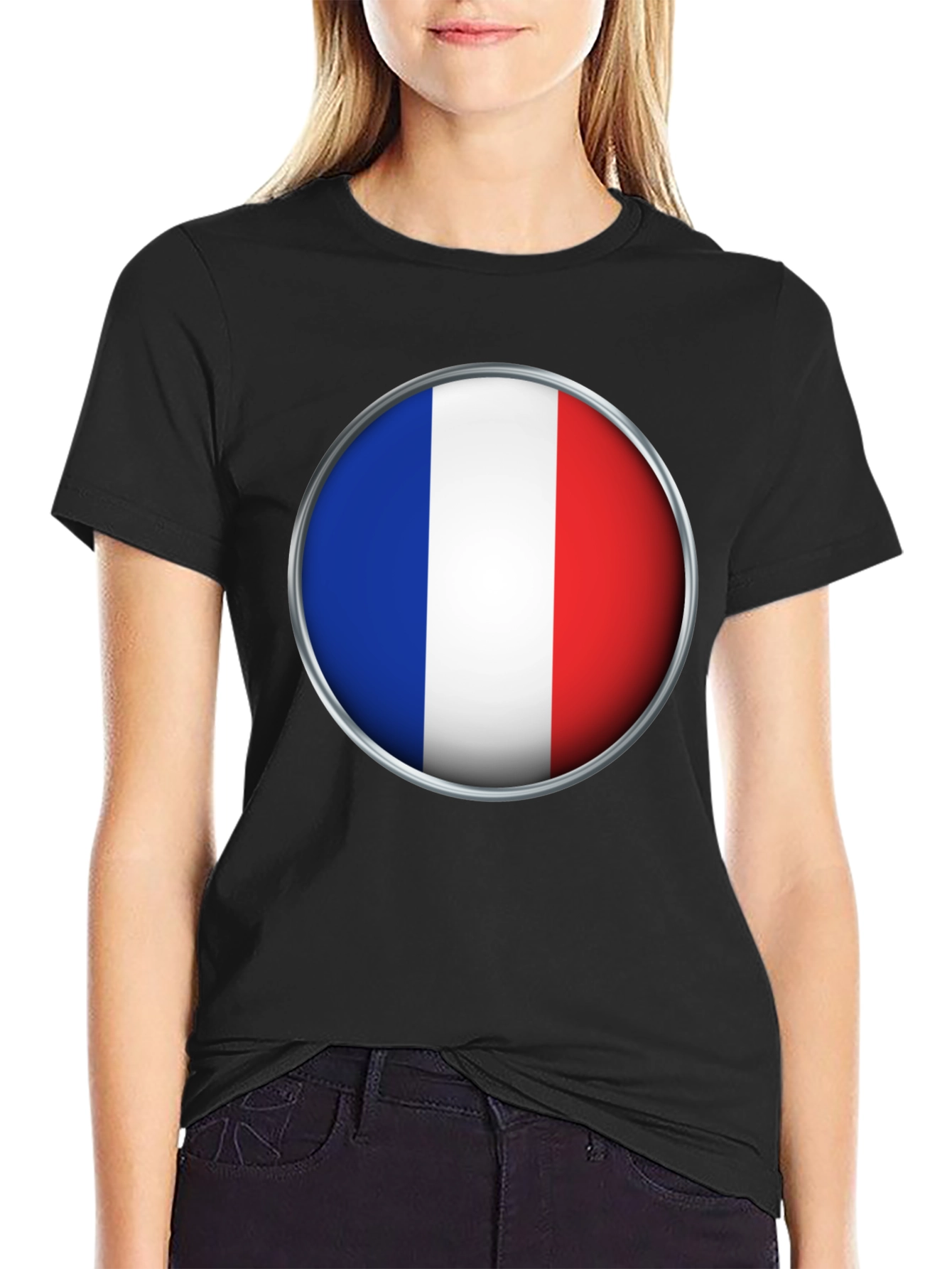 Black French Flag T-Shirt - Stylish National Pride Tee view 2