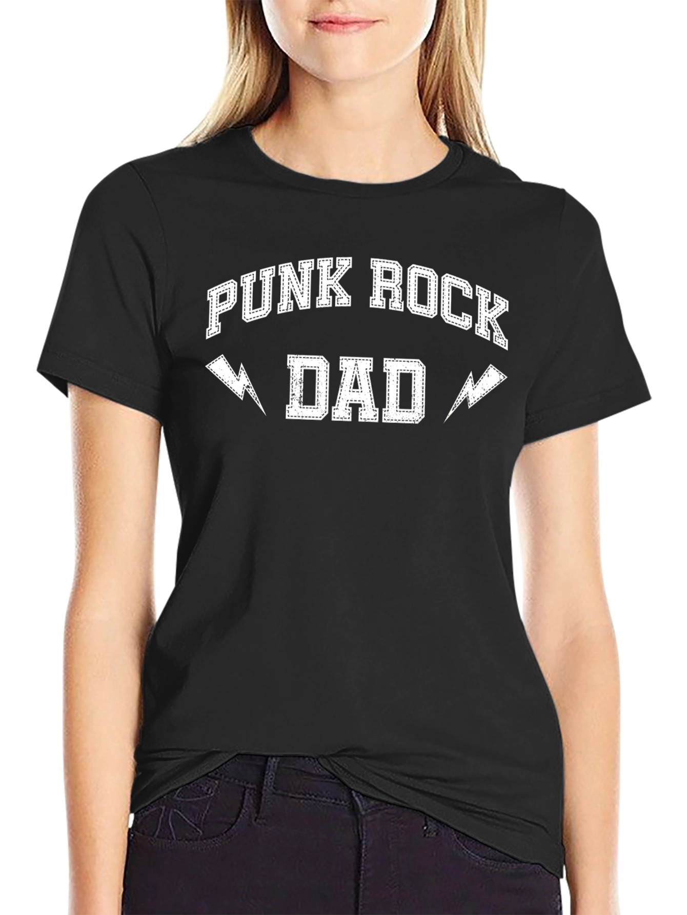 Black Punk Rock Dad T-Shirt - Black view 2