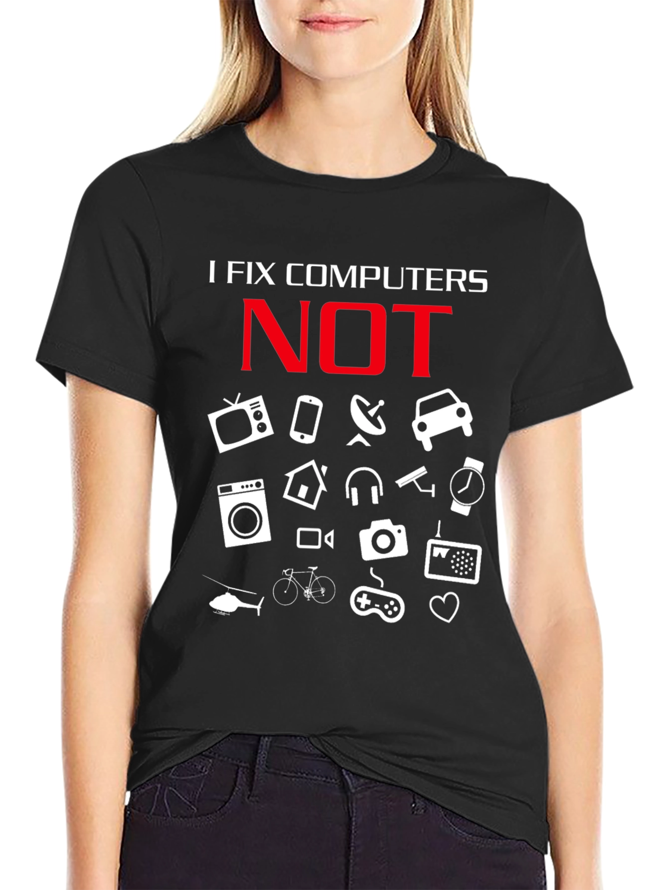 Black I Fix Computers NOT T-Shirt - Funny Tech Support Tee view 2