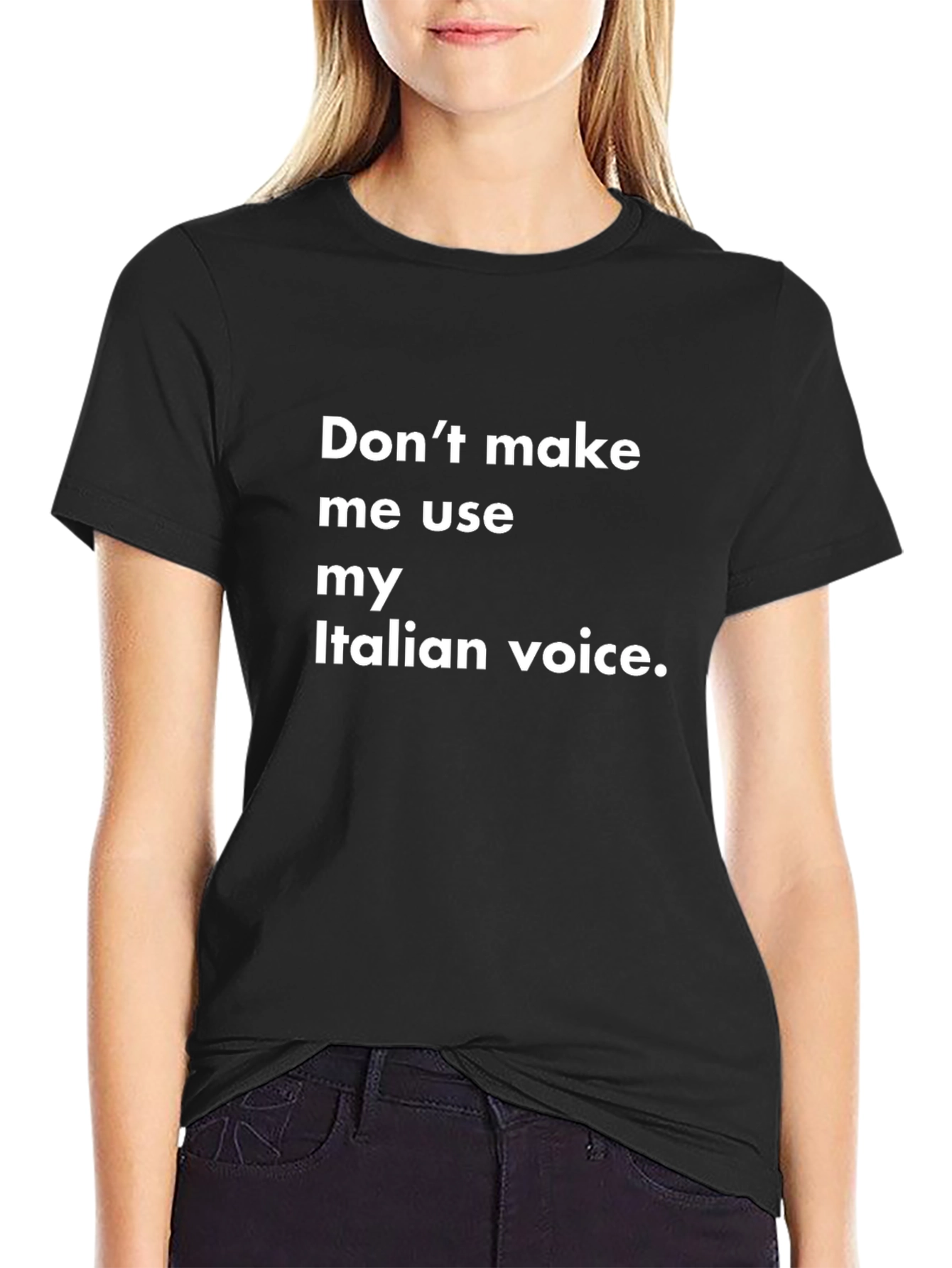Black Italian Voice T-Shirt - Humorous Graphic Tee view 2
