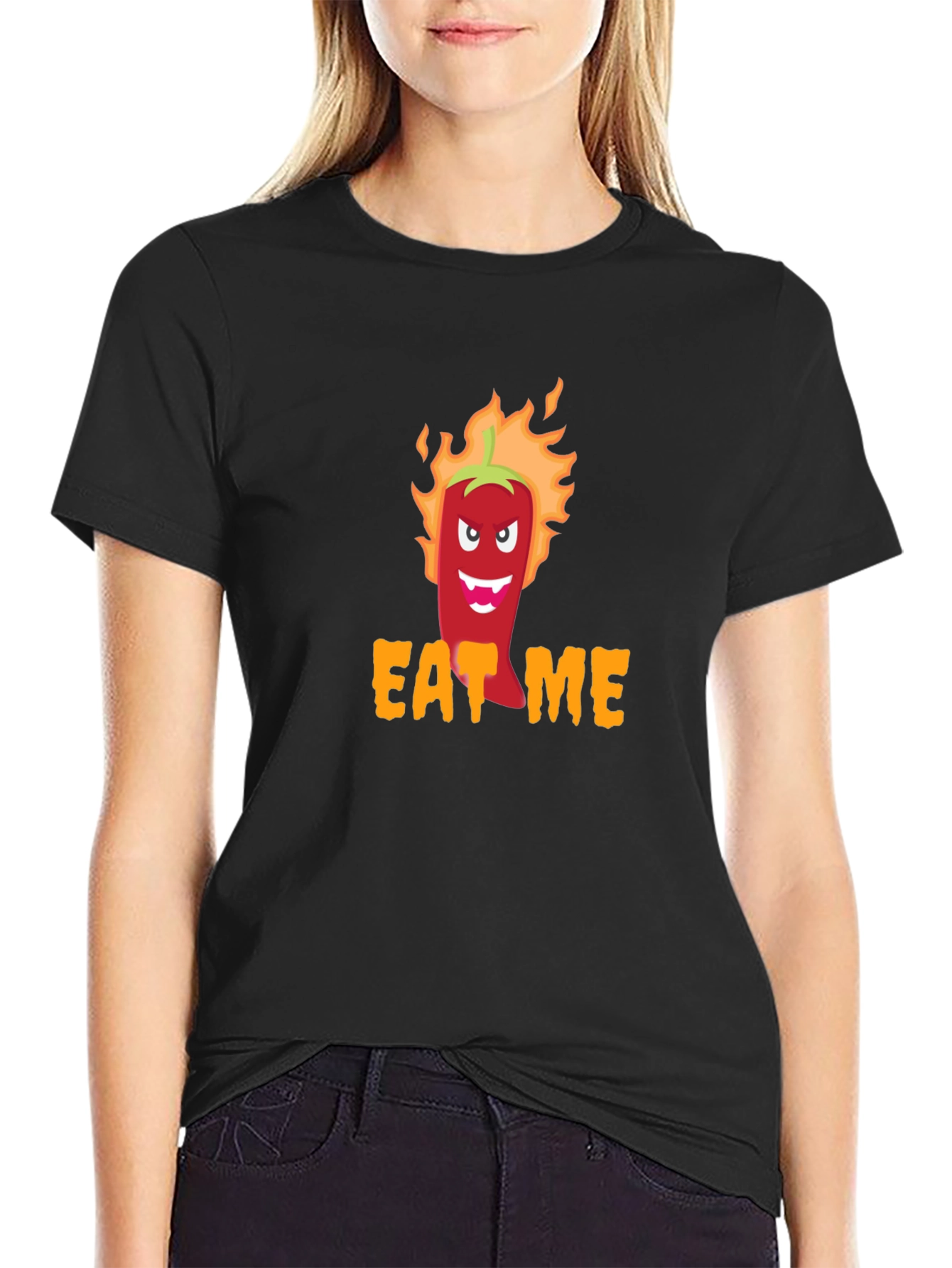 Eat Me Spicy Pepper Graphic Tee - Black T-Shirt - 2