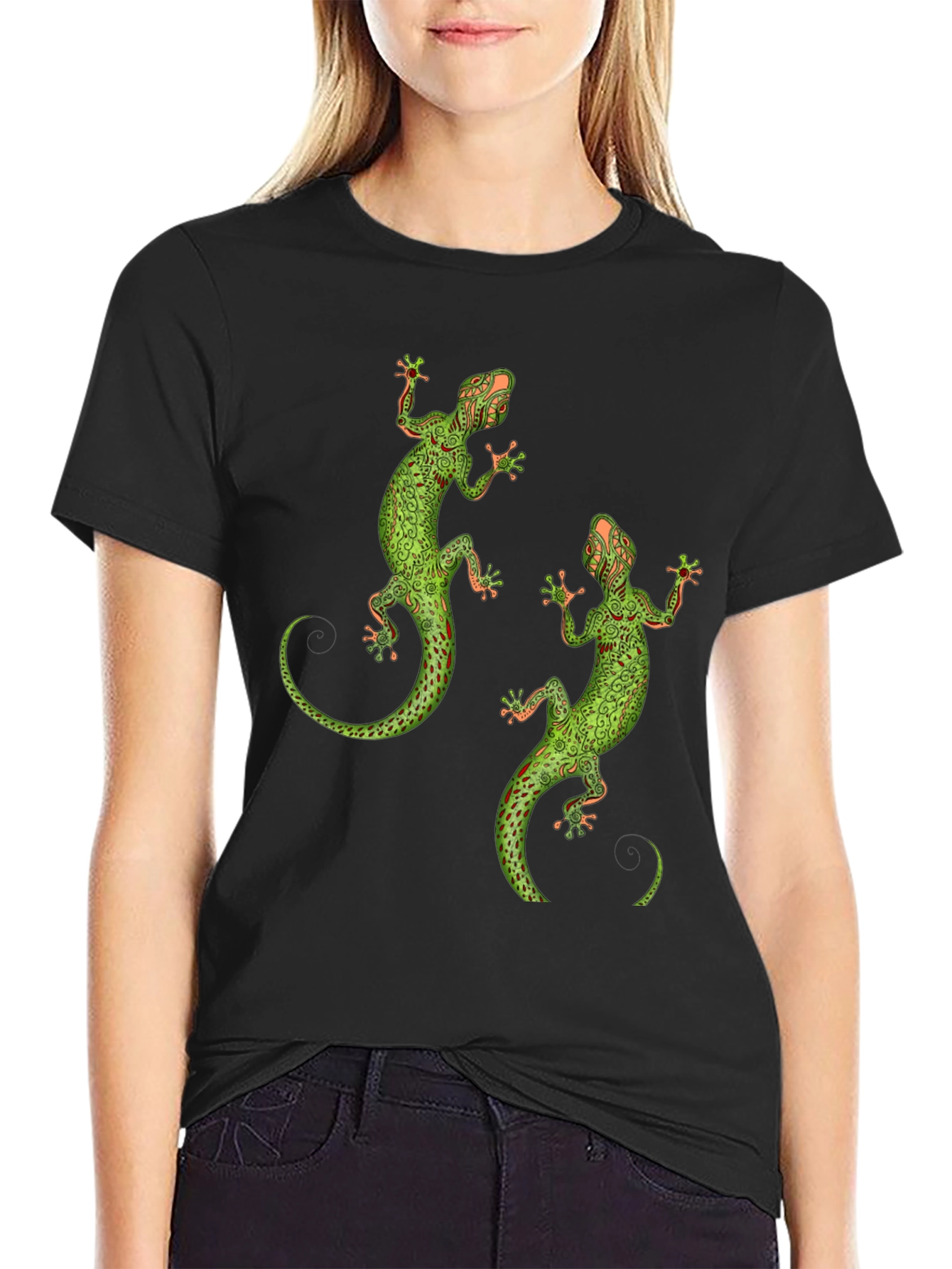 Black Lizard Graphic Tee - Unique Reptile Print view 2