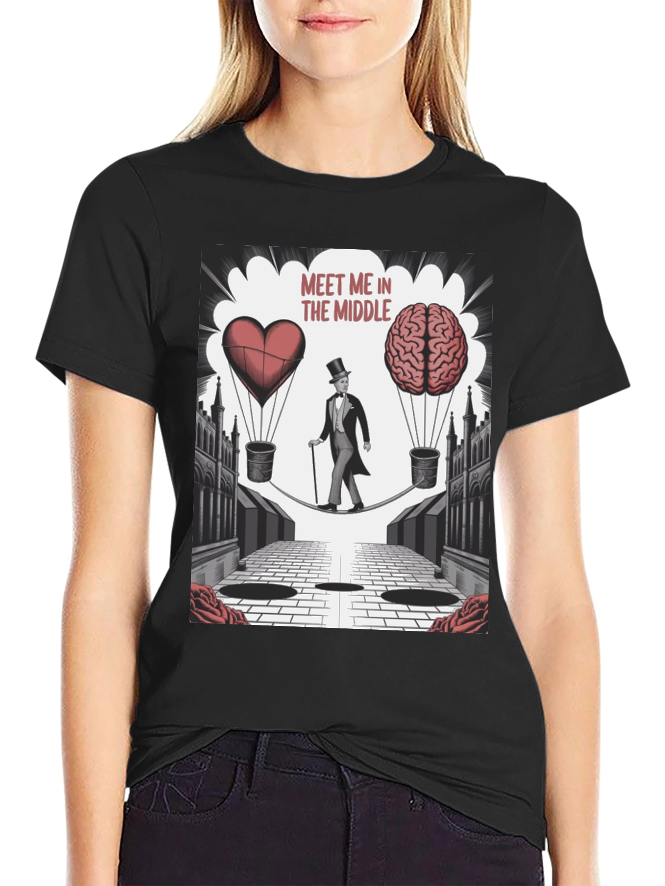 Black Meet Me in the Middle Graphic T-Shirt view 2