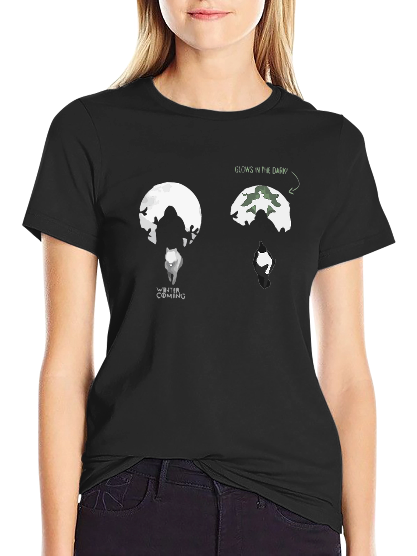 Black Winter is Coming Glow in the Dark T-Shirt view 2