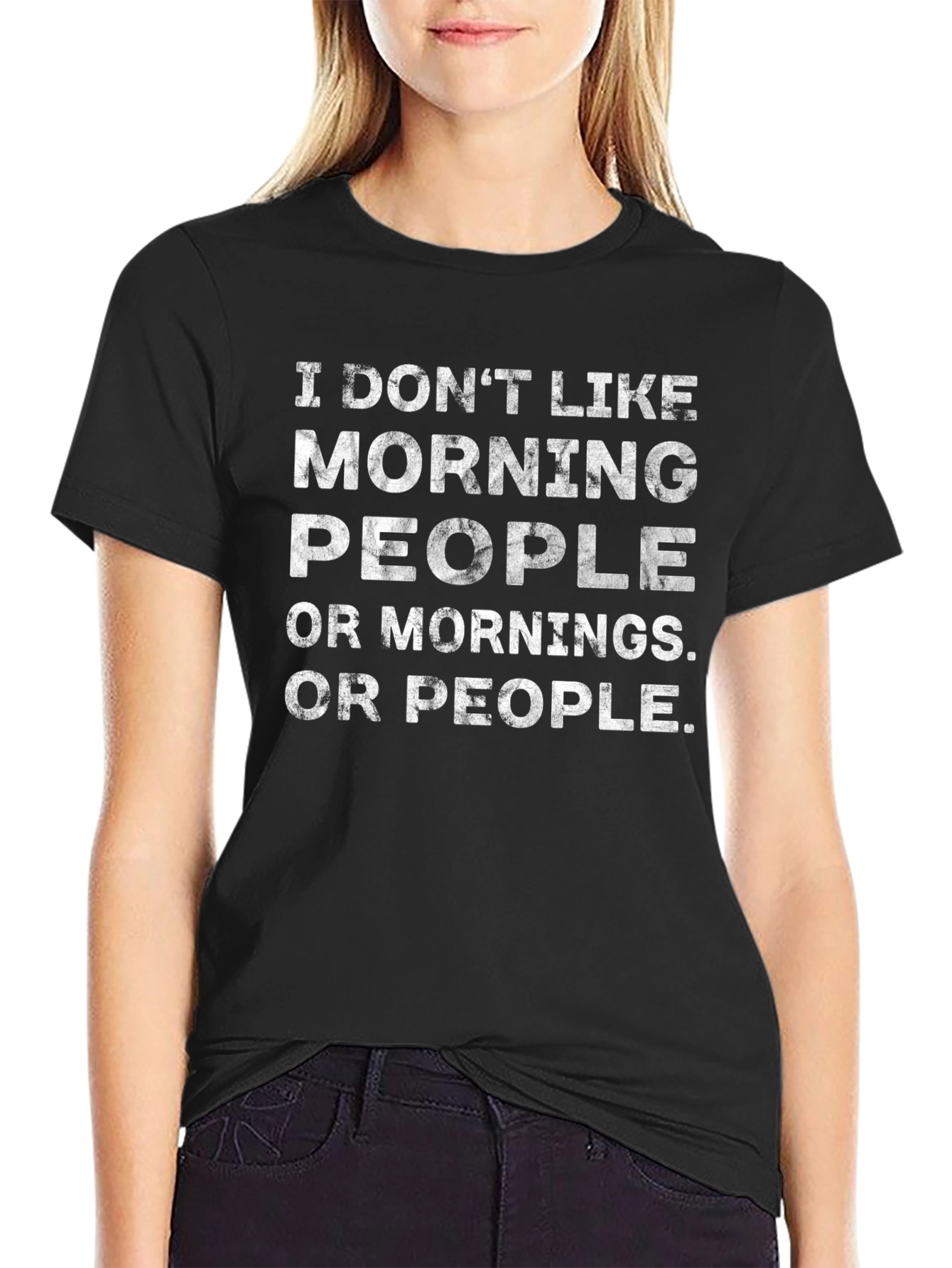 Black Funny Graphic Tee - I Don't Like Morning People view 2