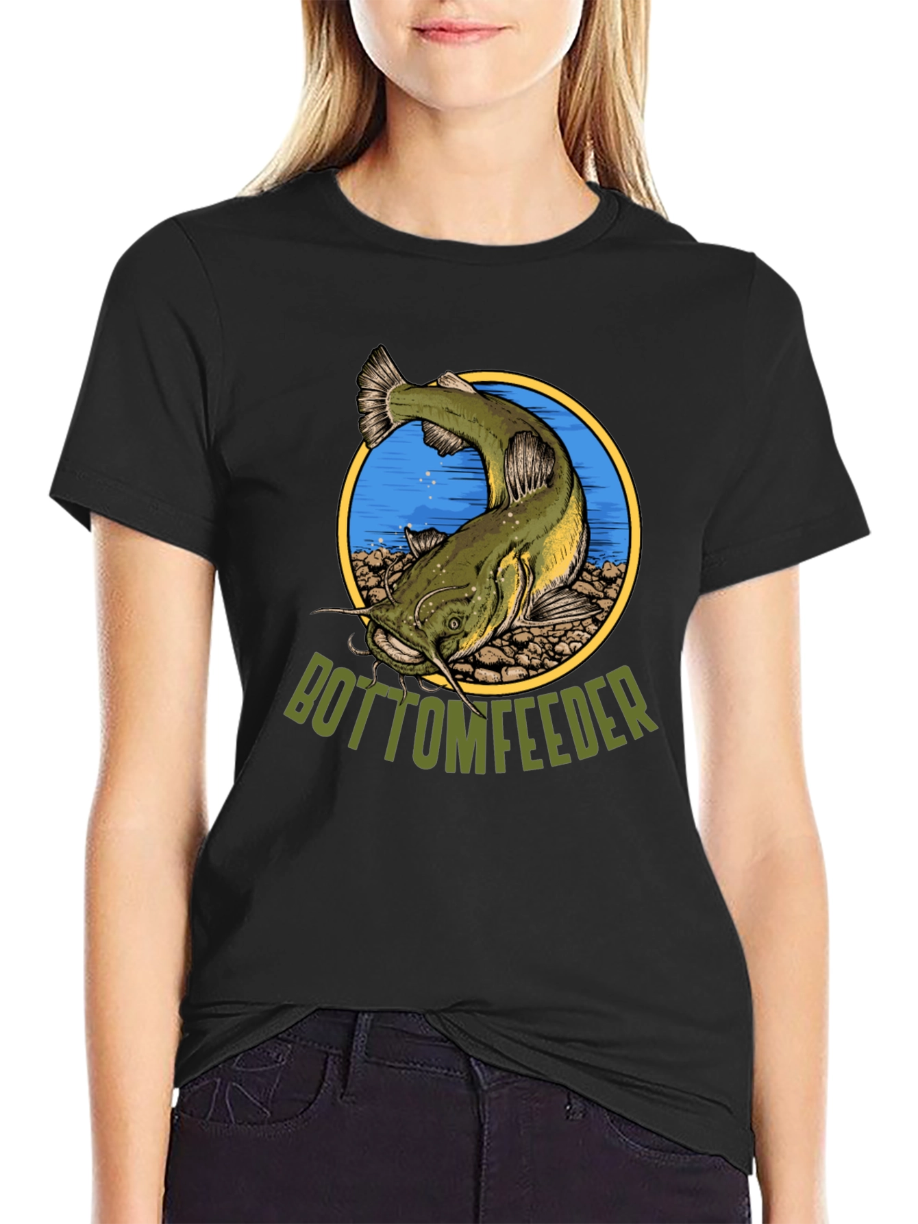 Black Bottom Feeder Fish Graphic T-Shirt view 2