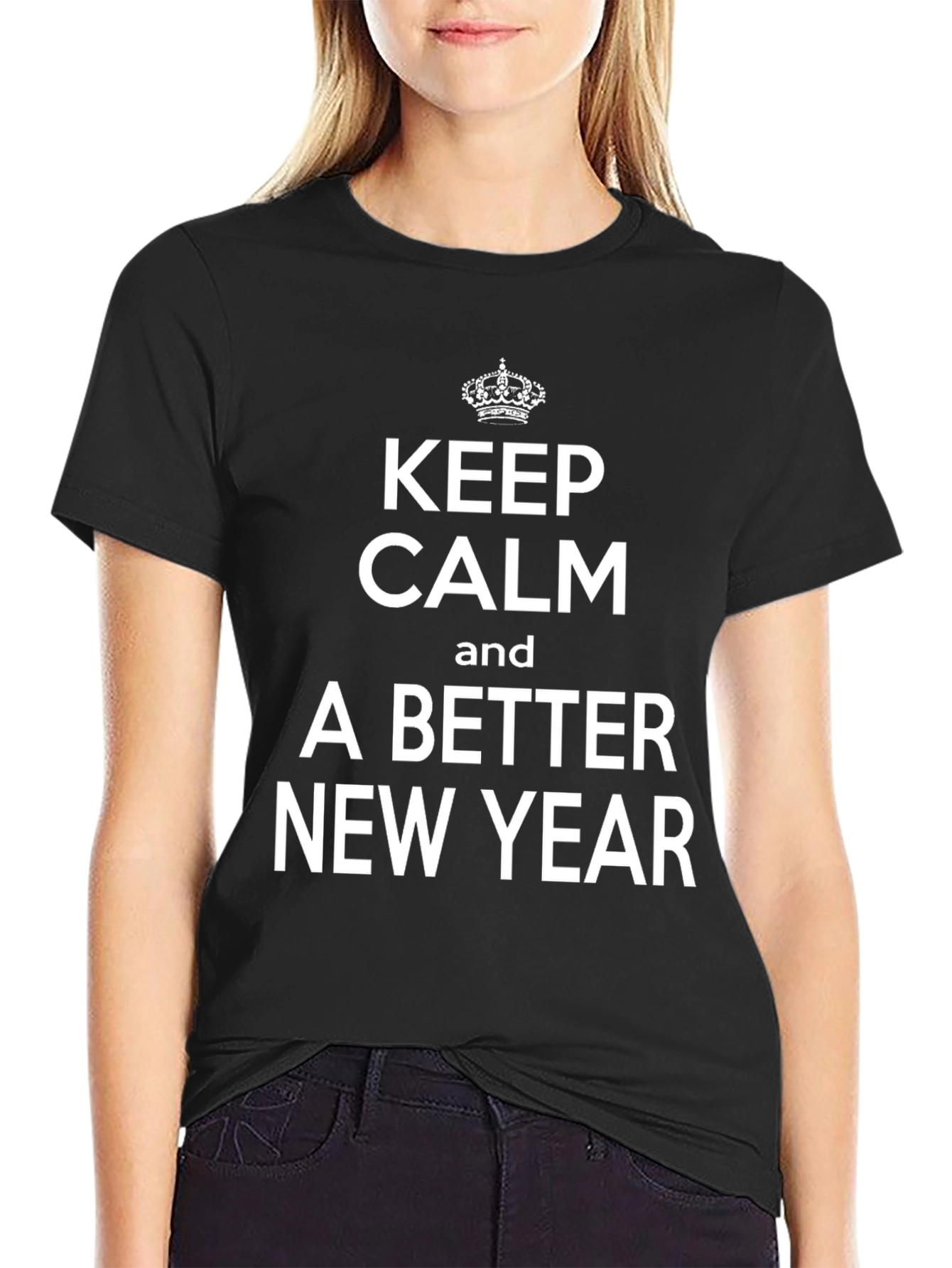 Black Keep Calm New Year T-Shirt view 2