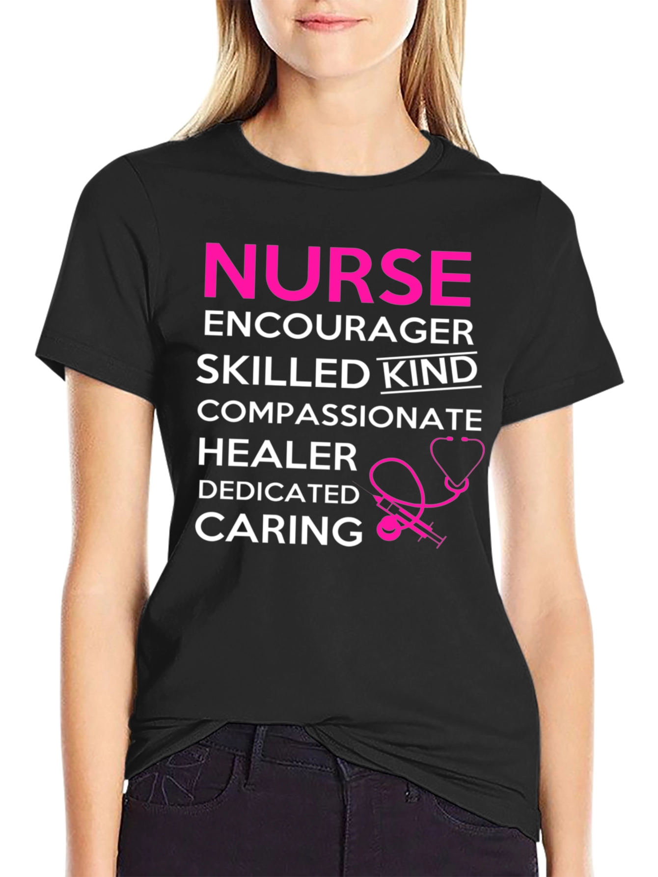 Black Nurse Definition T-Shirt: Encourager, Skilled, Kind, Compassionate view 2