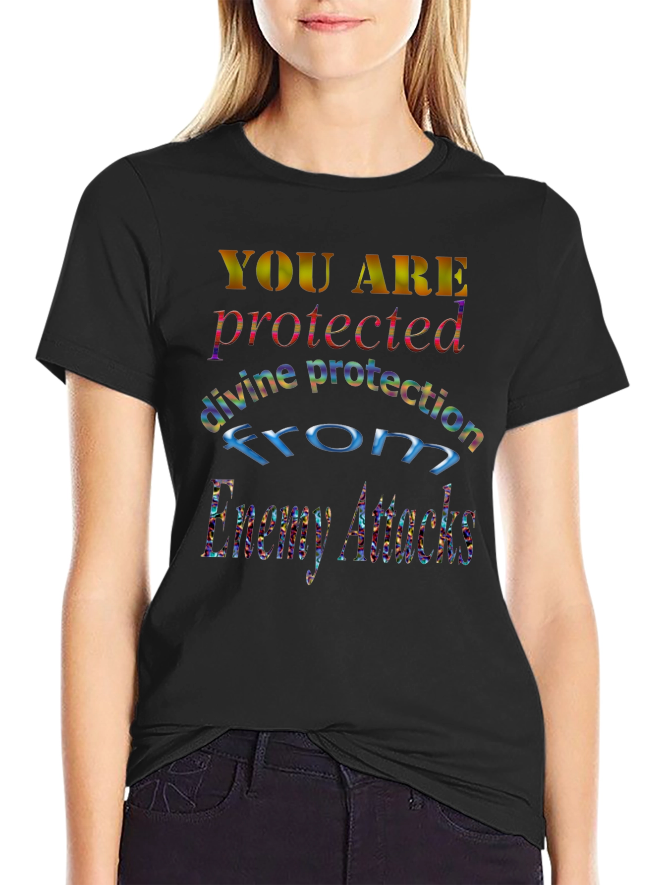 Black Protected Graphic Tee - Divine Protection view 2