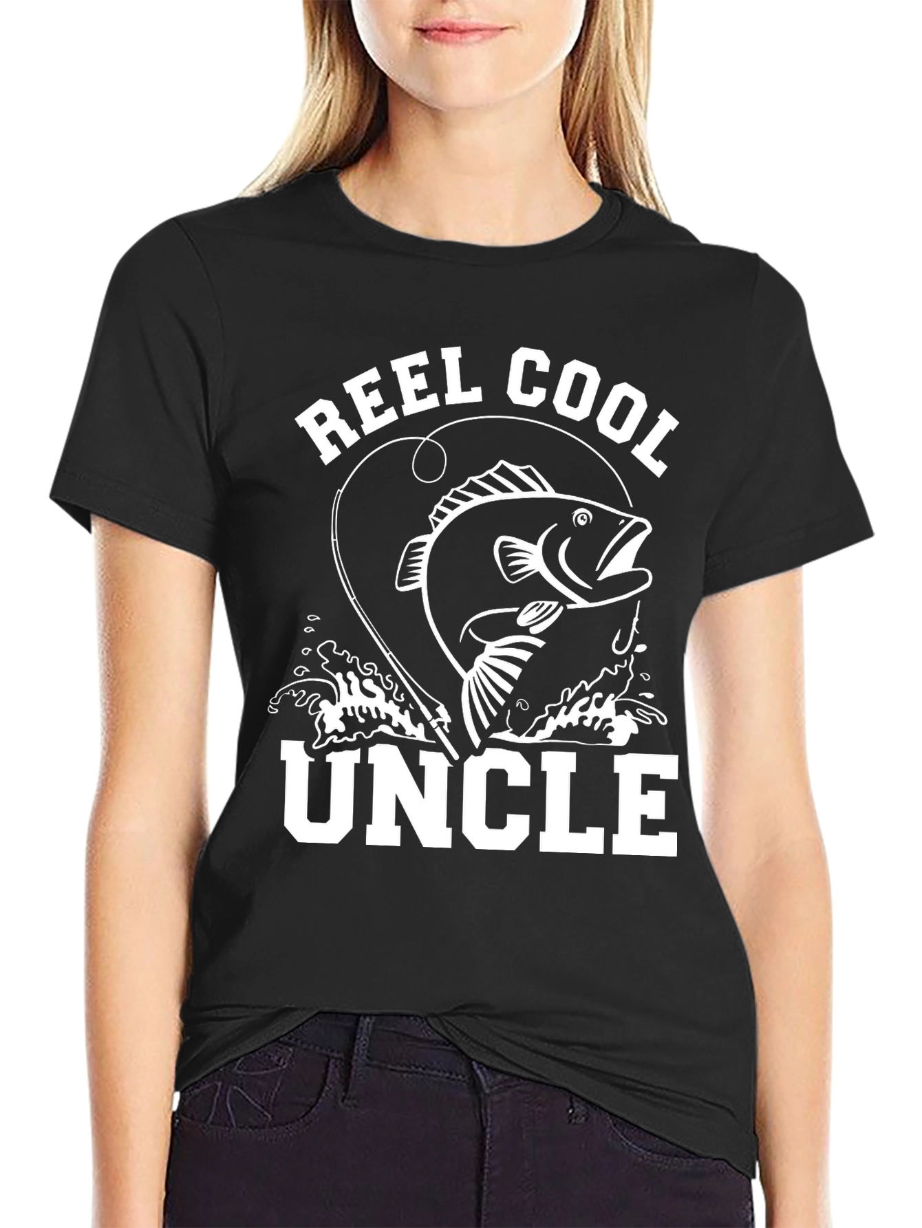 Black Reel Cool Uncle Fishing T-Shirt view 2