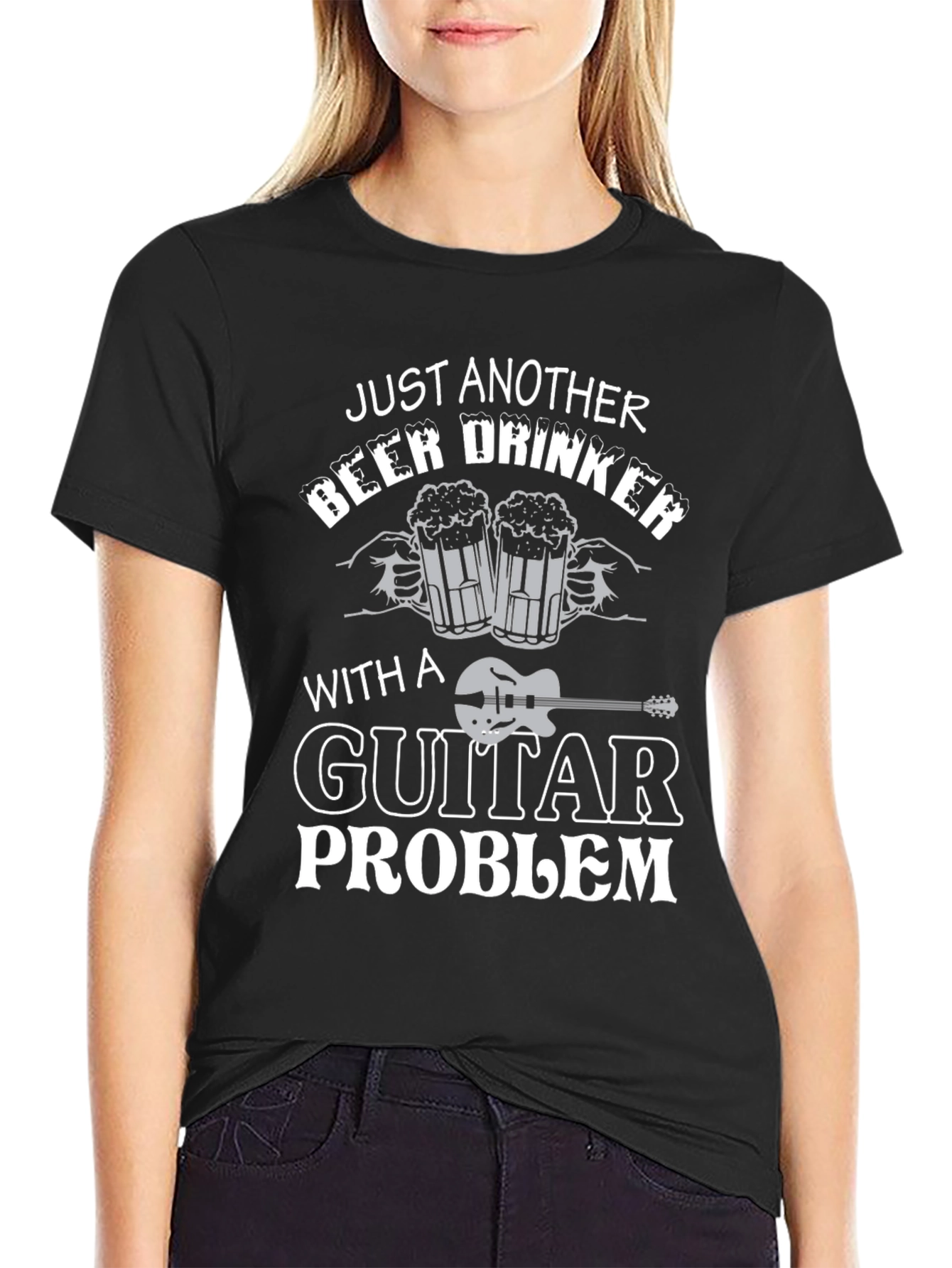 Black Just Another Beer Drinker with Guitar Problem T-Shirt view 2