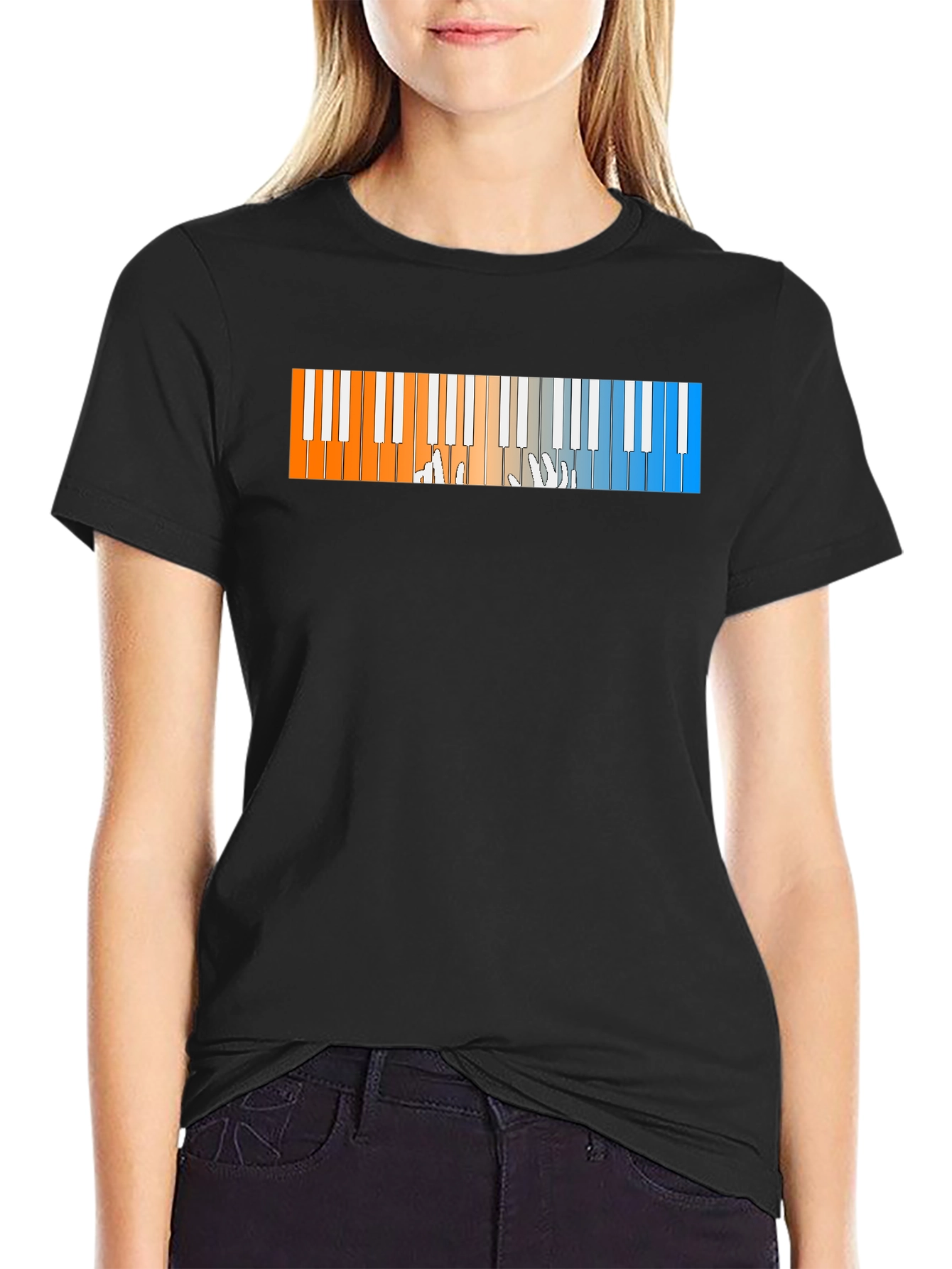 Black Piano Keys Graphic T-Shirt - Cool Musician Tee view 2