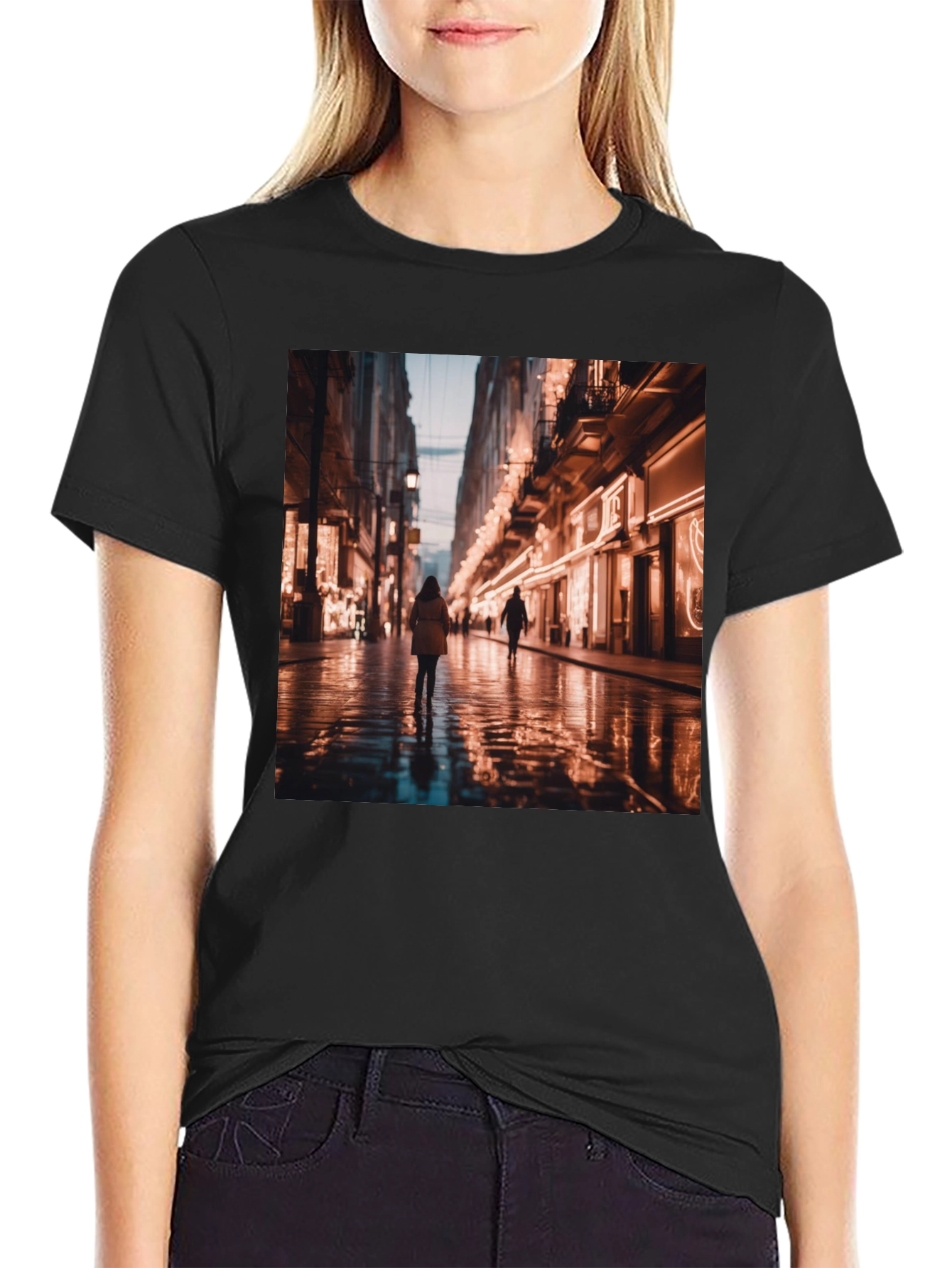 Black Cityscape Graphic Tee view 2