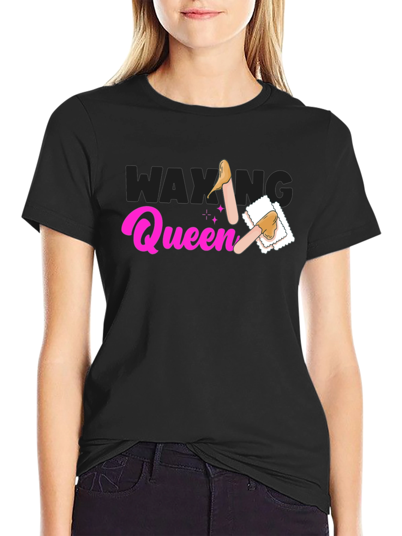 Black Waxing Queen T-Shirt - Beauty Spa Apparel view 2
