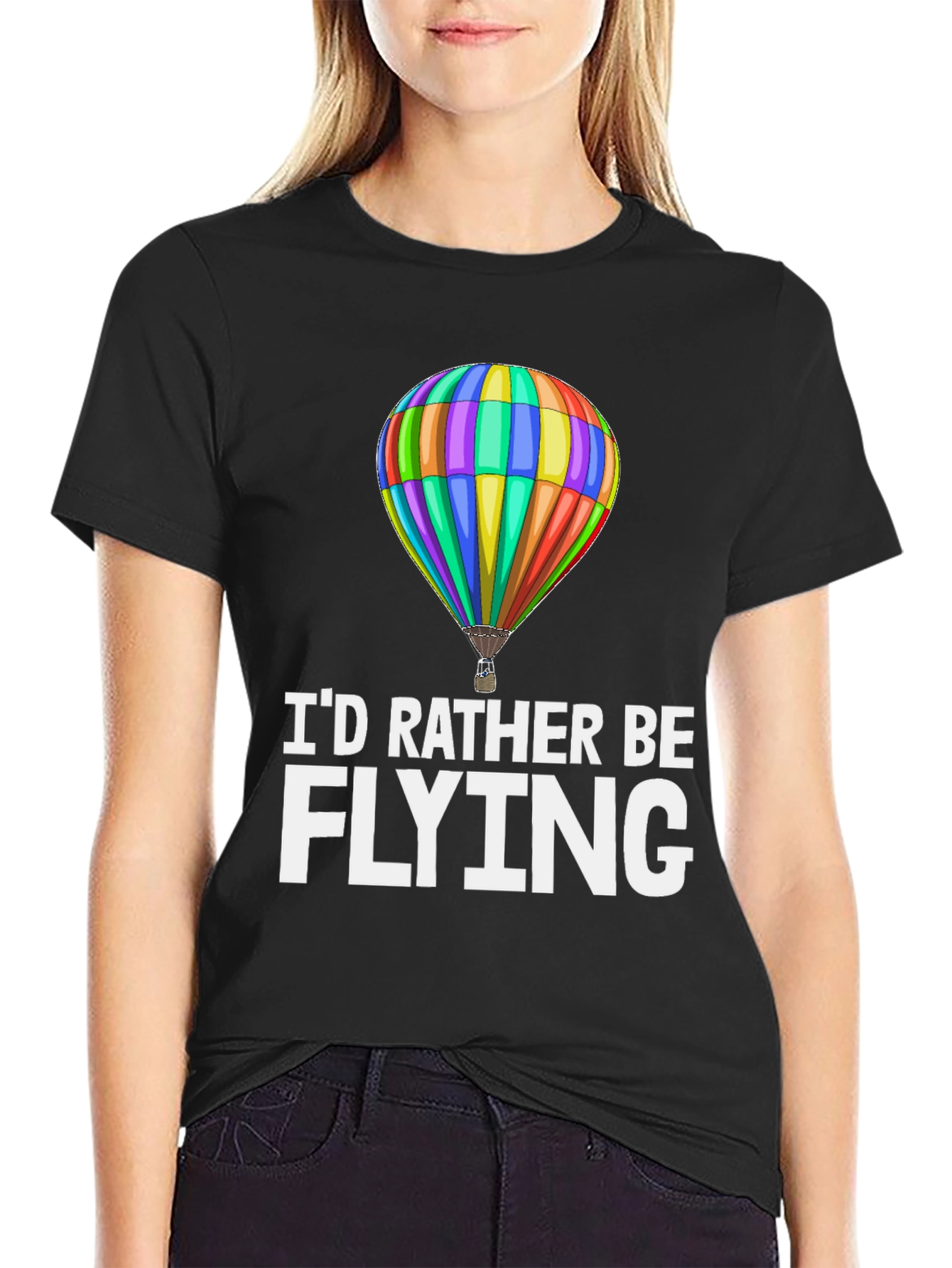 Black I'd Rather Be Flying T-Shirt view 2