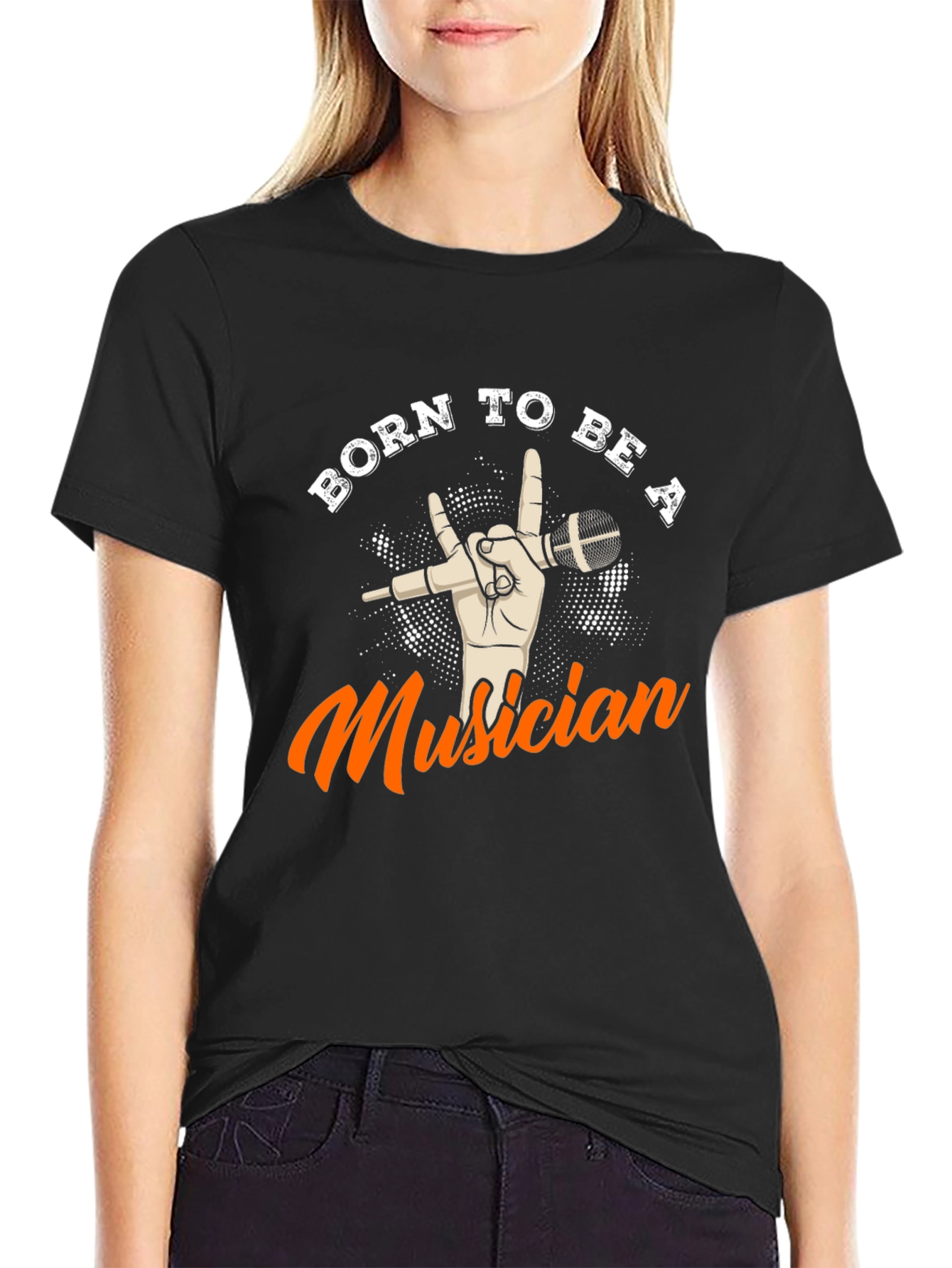 Black Born To Be A Musician Black Graphic T-Shirt view 2