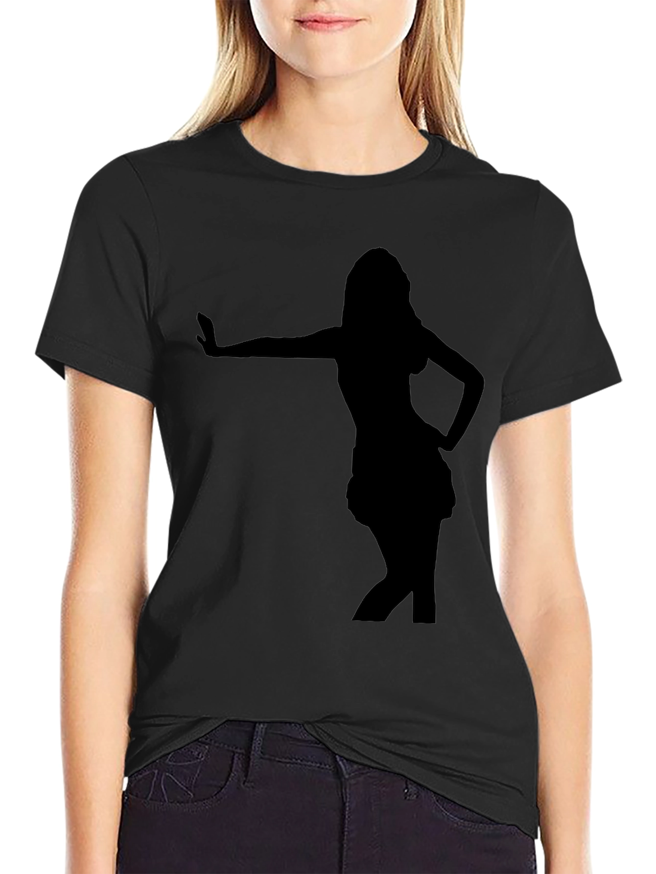 Black Silhouette Dancer Black T-Shirt - Stylish and Comfortable view 2
