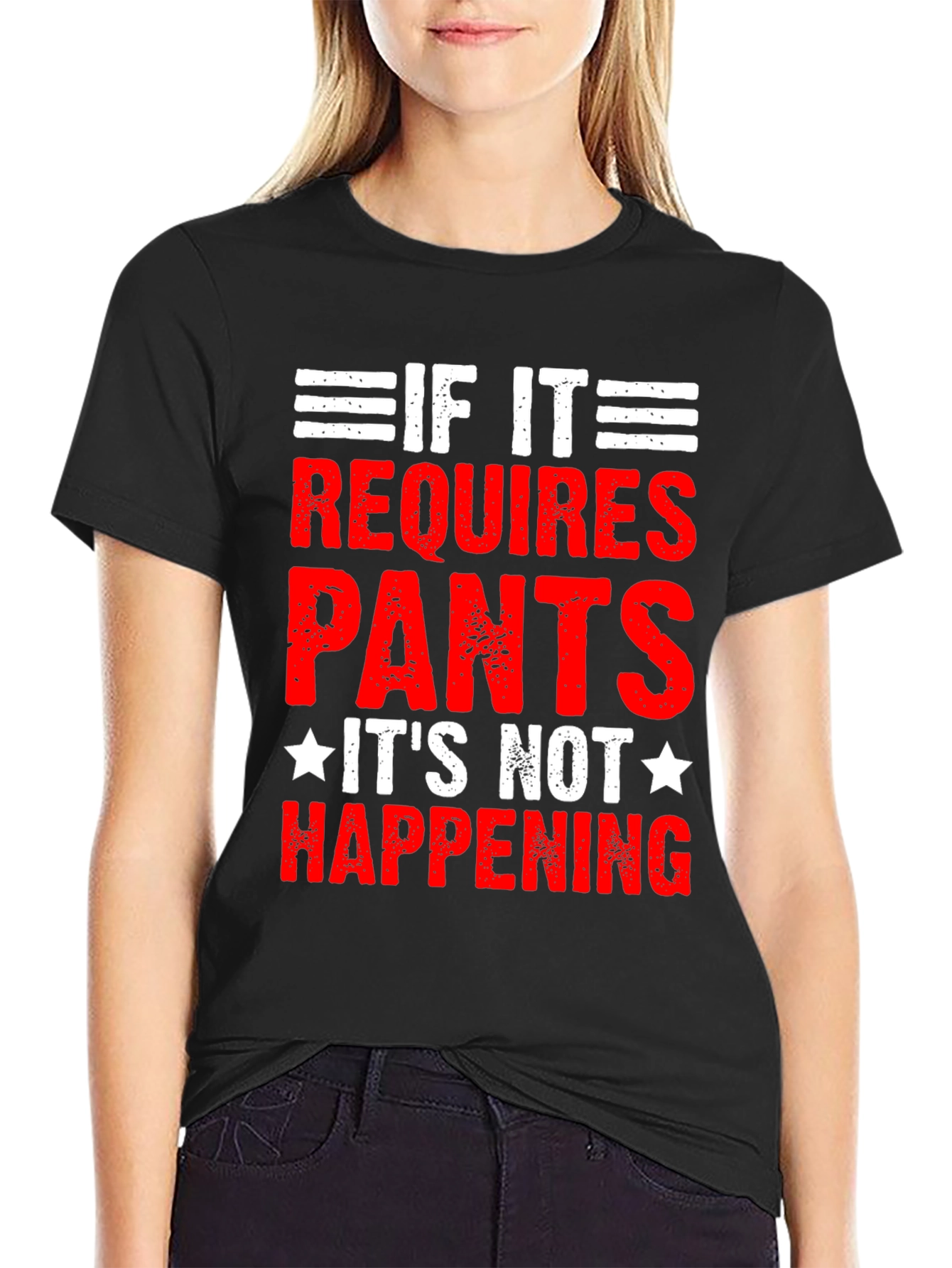 Black Funny "If it Requires Pants" Graphic Tee view 2