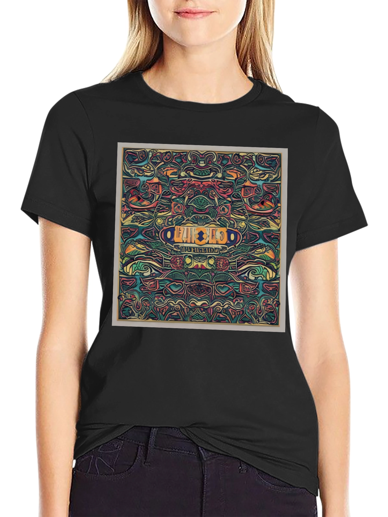 Black Abstract Patterned T-Shirt view 2