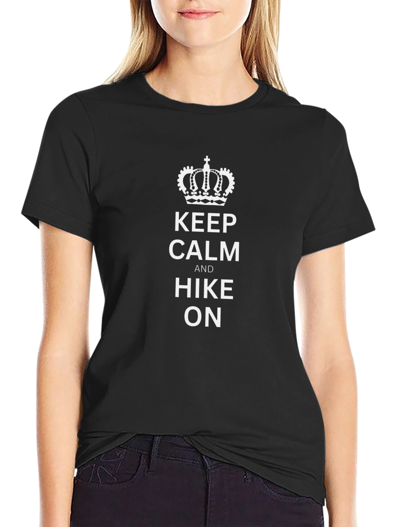 Black Keep Calm and Hike On T-Shirt - Black Cotton view 2