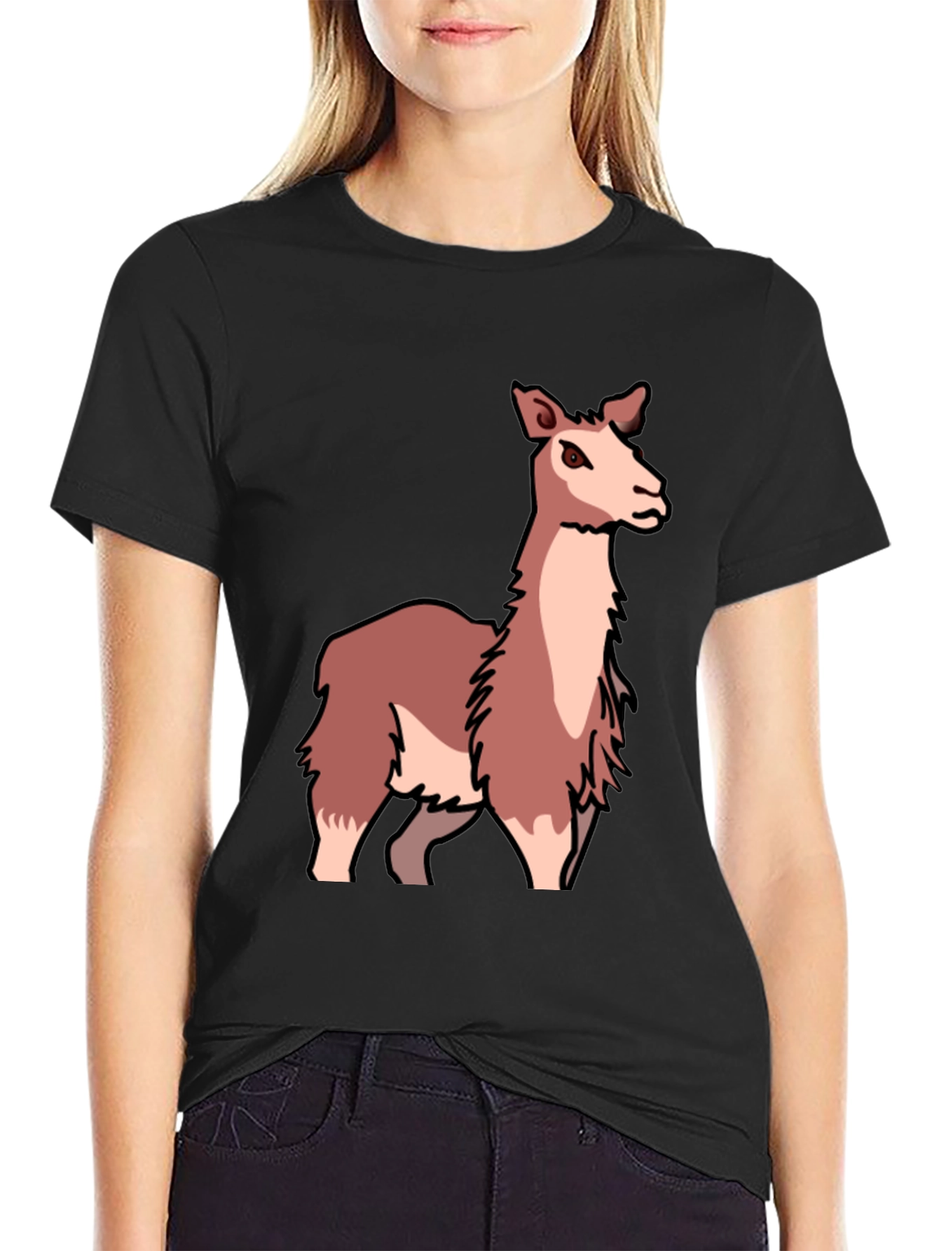 Black Llama Graphic Tee - Soft & Stylish Black T-Shirt view 2